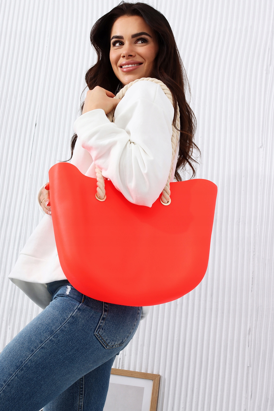 TORBA TOREBKA DAMSKA GUMOWA MODNA NA RAMIĘ DUŻA POJEMNA JELLY BAG KOLORY Model 2531