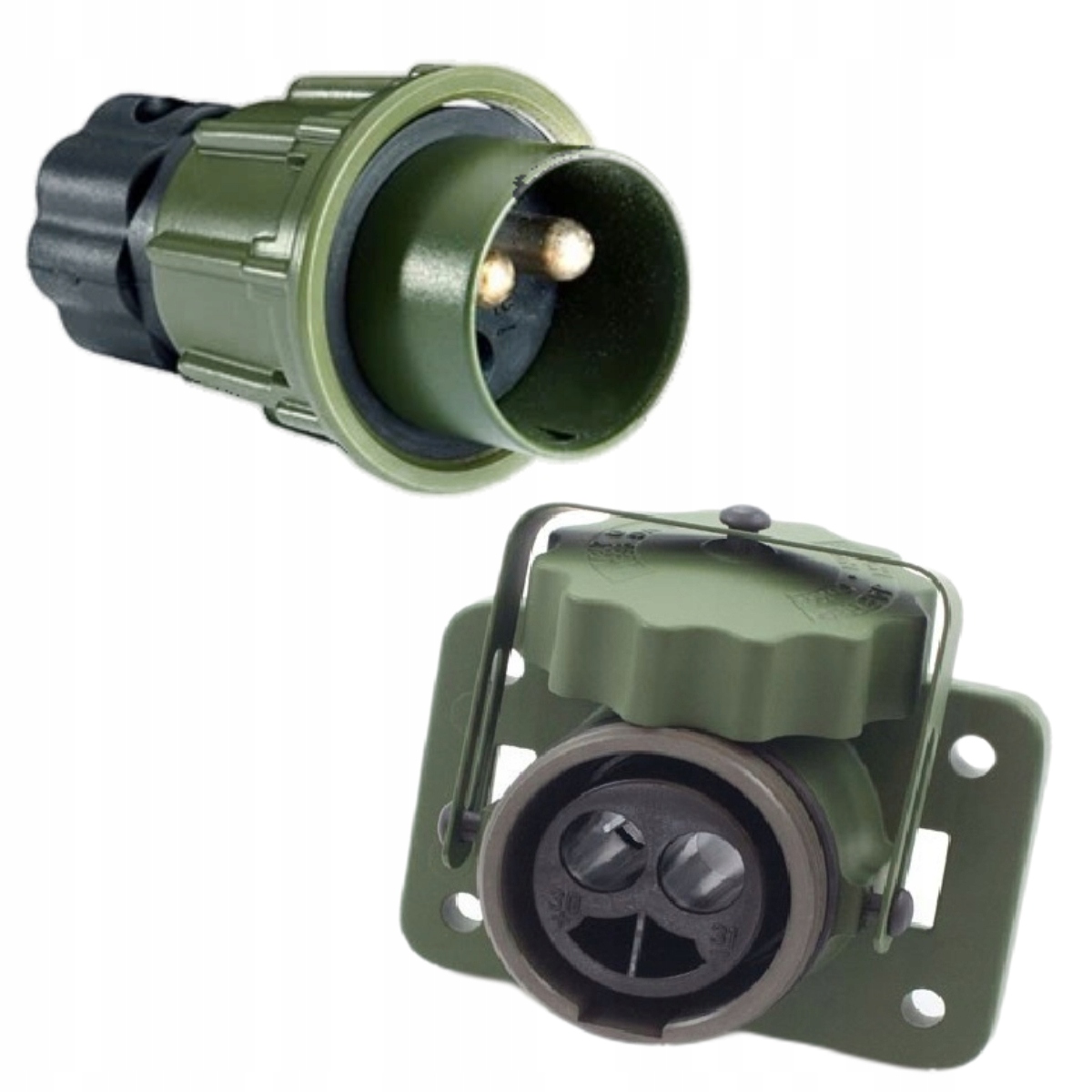 GNIAZDO + WTYCZKA NATO 2-PIN METALOWE ZACISKANE