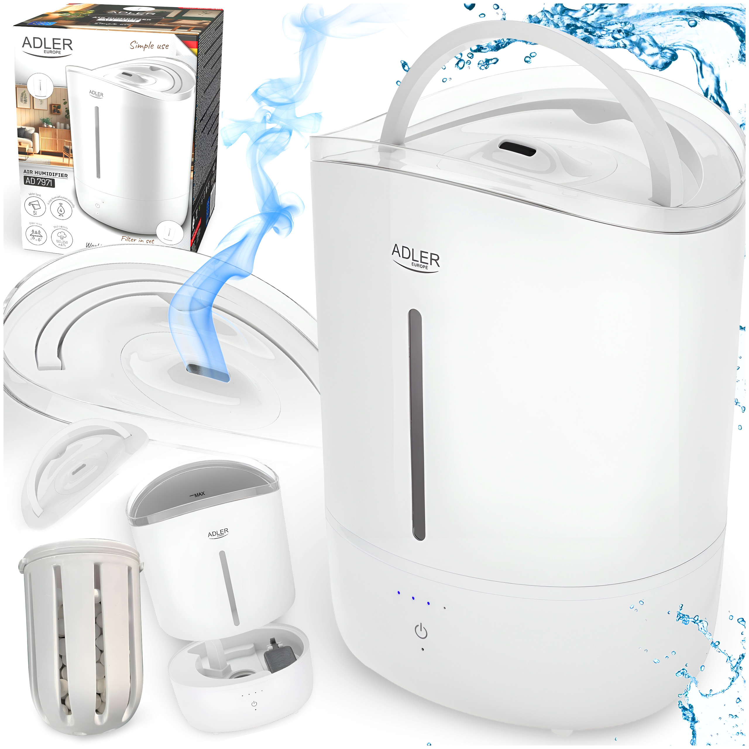 Nawilżacz Powietrza Jonizator Ultradźwiękowy 5L Z Panelem Dotykowym