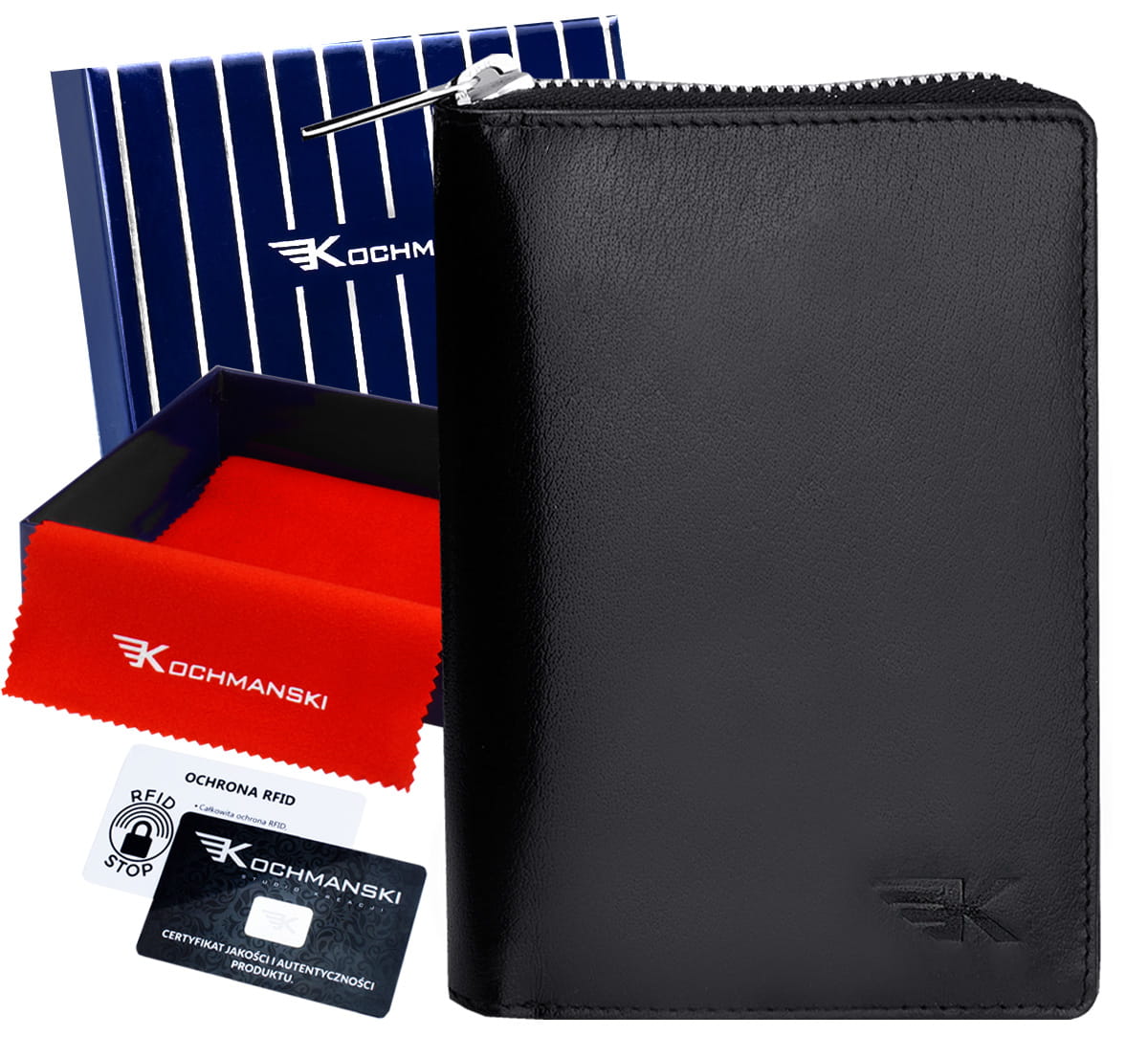 

Męski portfel Premium na zamek skórzany Kochmanski