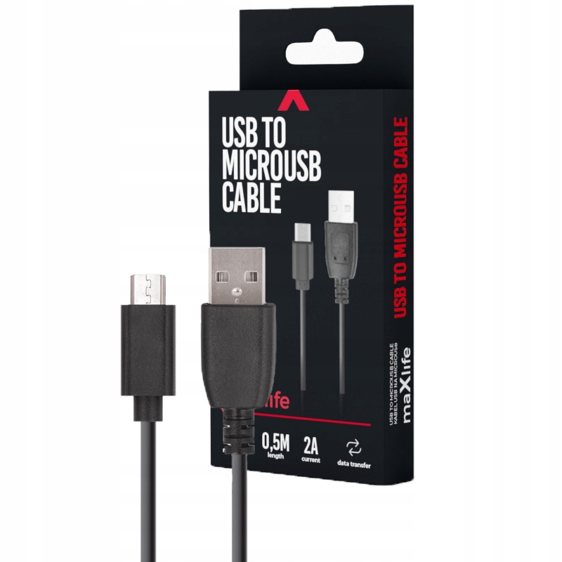 

Maxlife Kabel Ładowarka 2A 0.5m Usb do Micro Usb