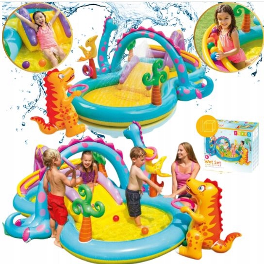 Basen dla Dzieci Zjeżdżalnia Zabawki Plac Wodny Zabaw Intex Dino 57135