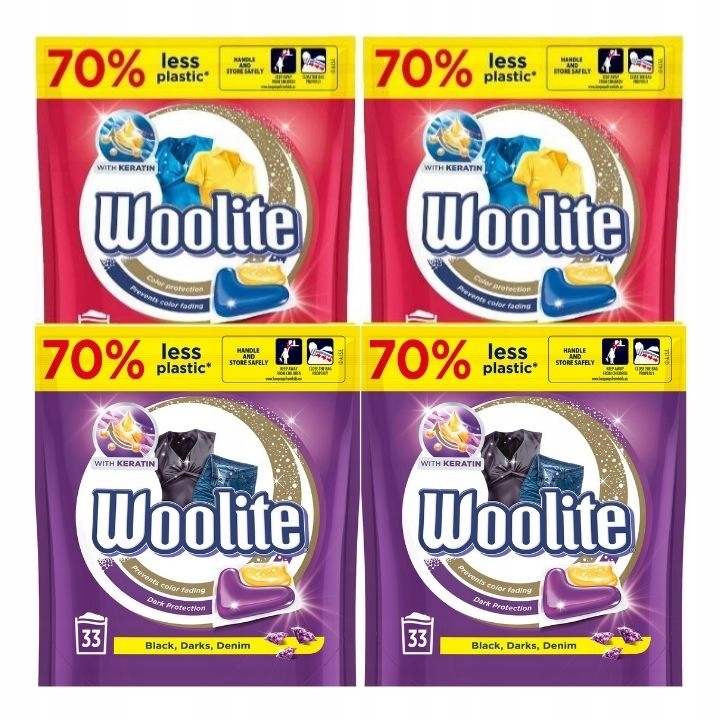Kapsułki do prania Woolite 132 szt Ochrona Ciemnych I Jasnych Kolorów 4X33