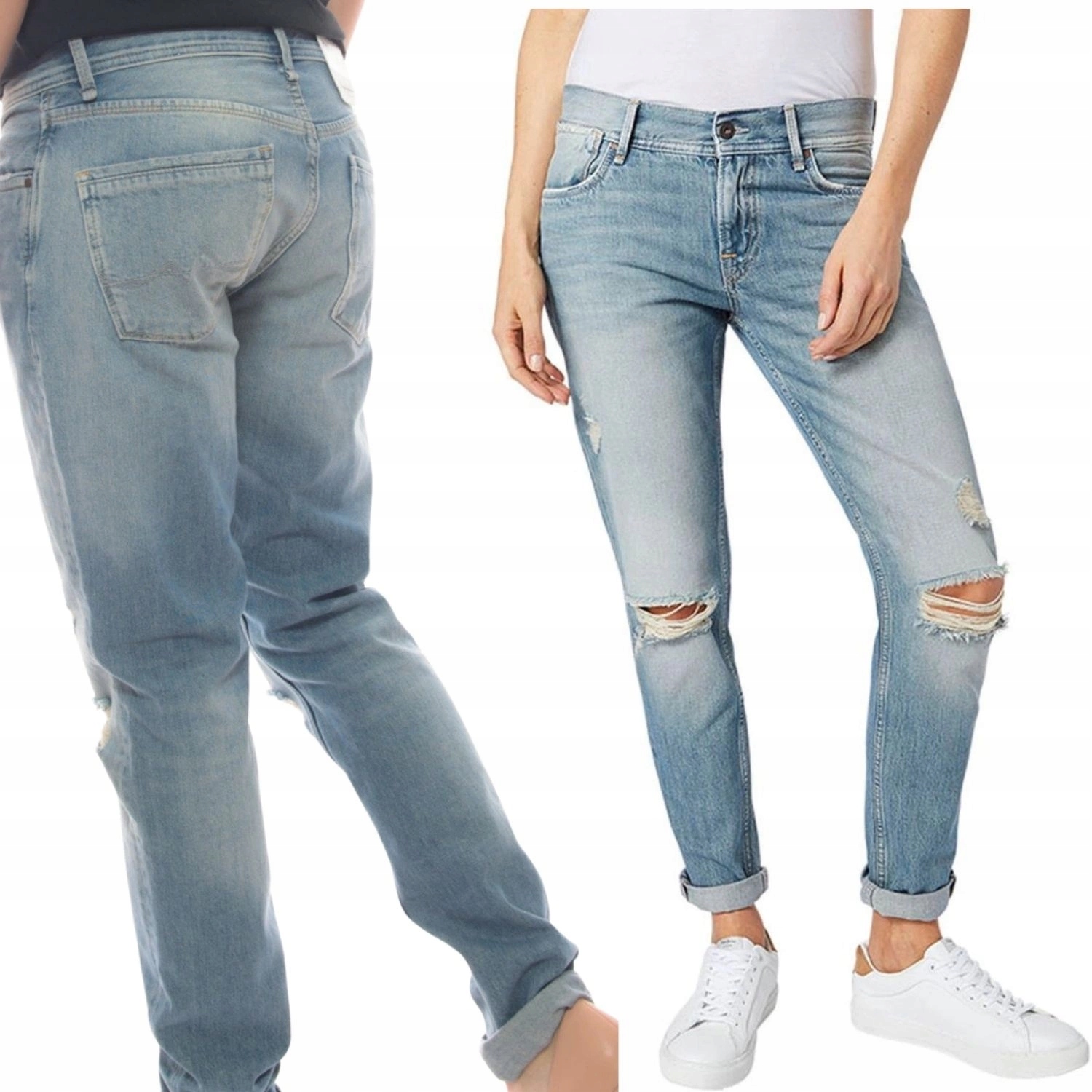 Dámské džínové boyfiriend kalhoty Pepe Jeans s dírami, velikost vel.