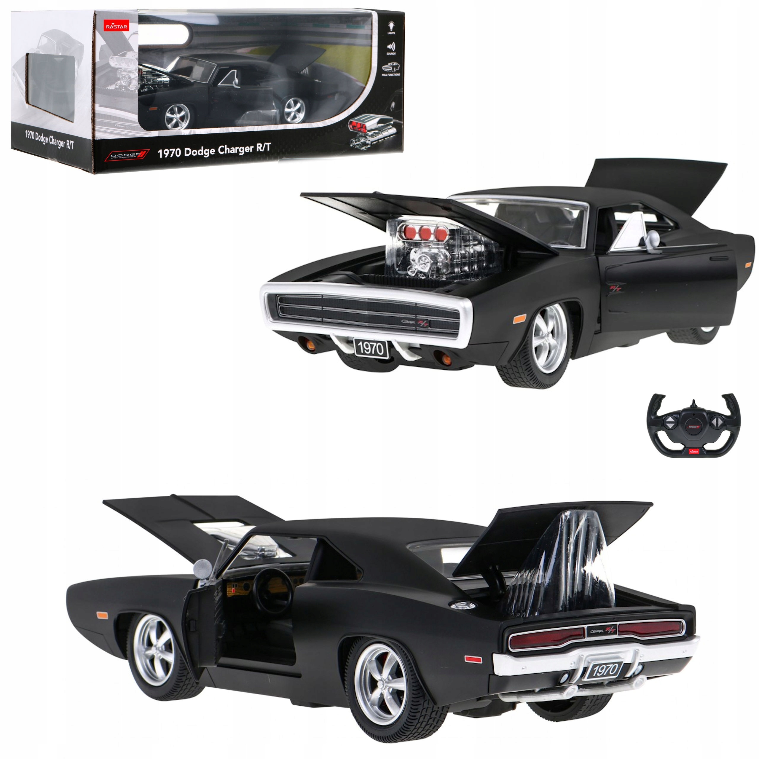 

Auto Dodge Charger R/c 1:16 Czarny Led Dźwięk Coil