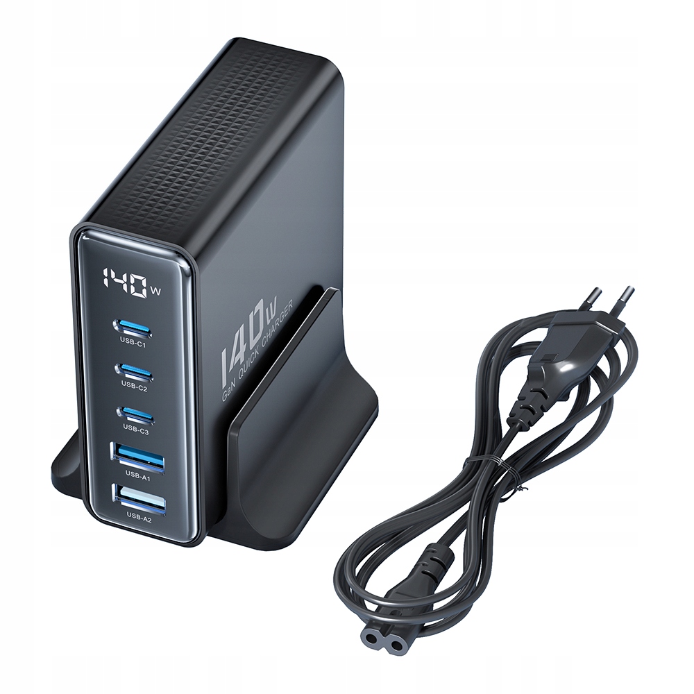 Toocki GaN 140W Ładowarka Biurkowa Stacja Sieciowa 3xUSB-C 2xUSB 5000mA