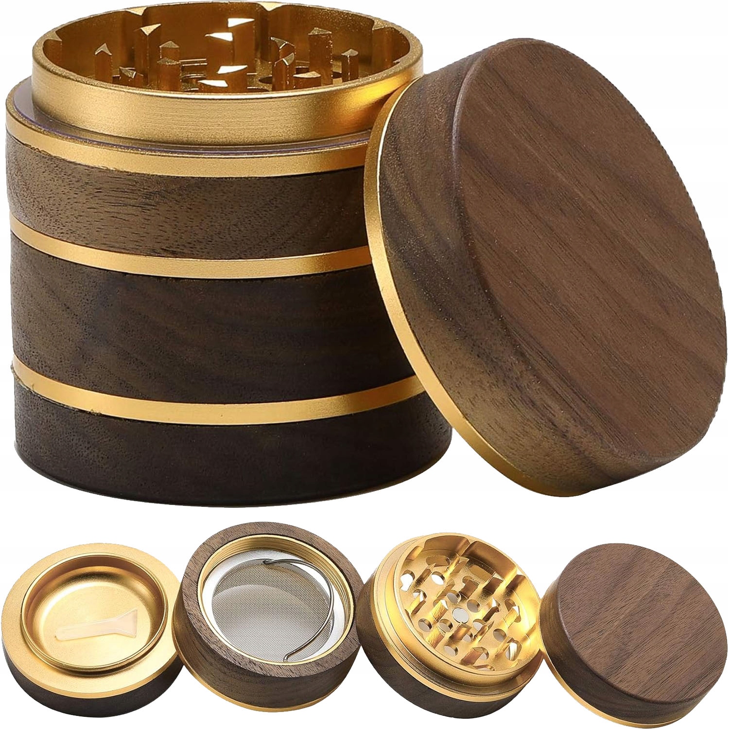 Ruční mlýnek na koření s magnetickým víčkem a nádobkou na pyl