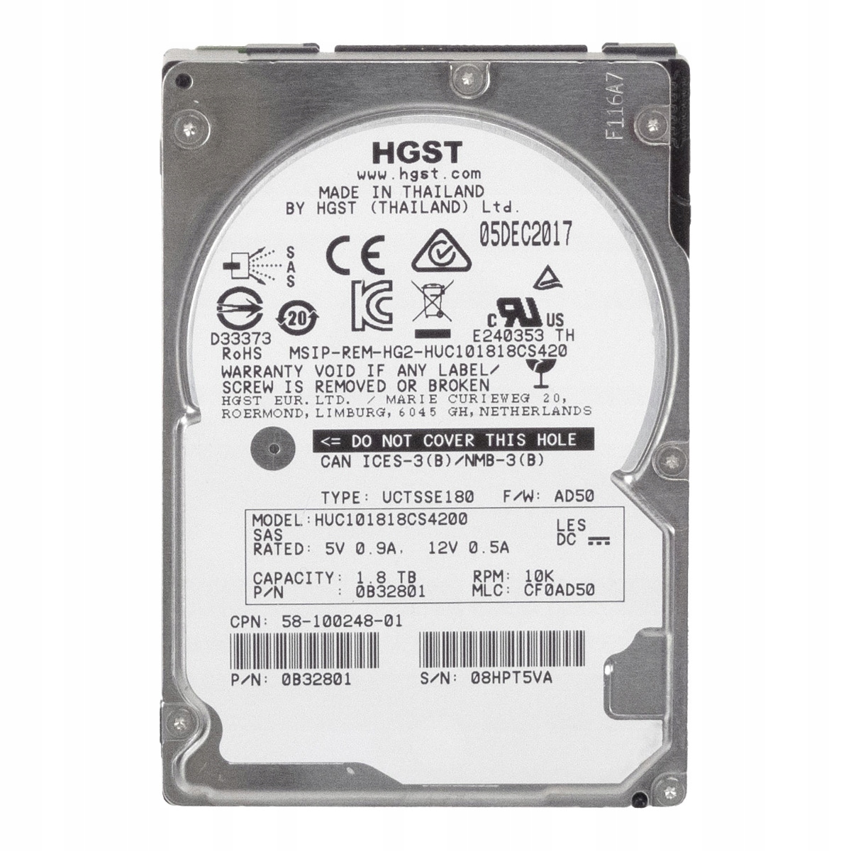 Cisco 58-100248-01 1.8TB 10K 128MB SAS-3 2.5'' HUC101818CS4200