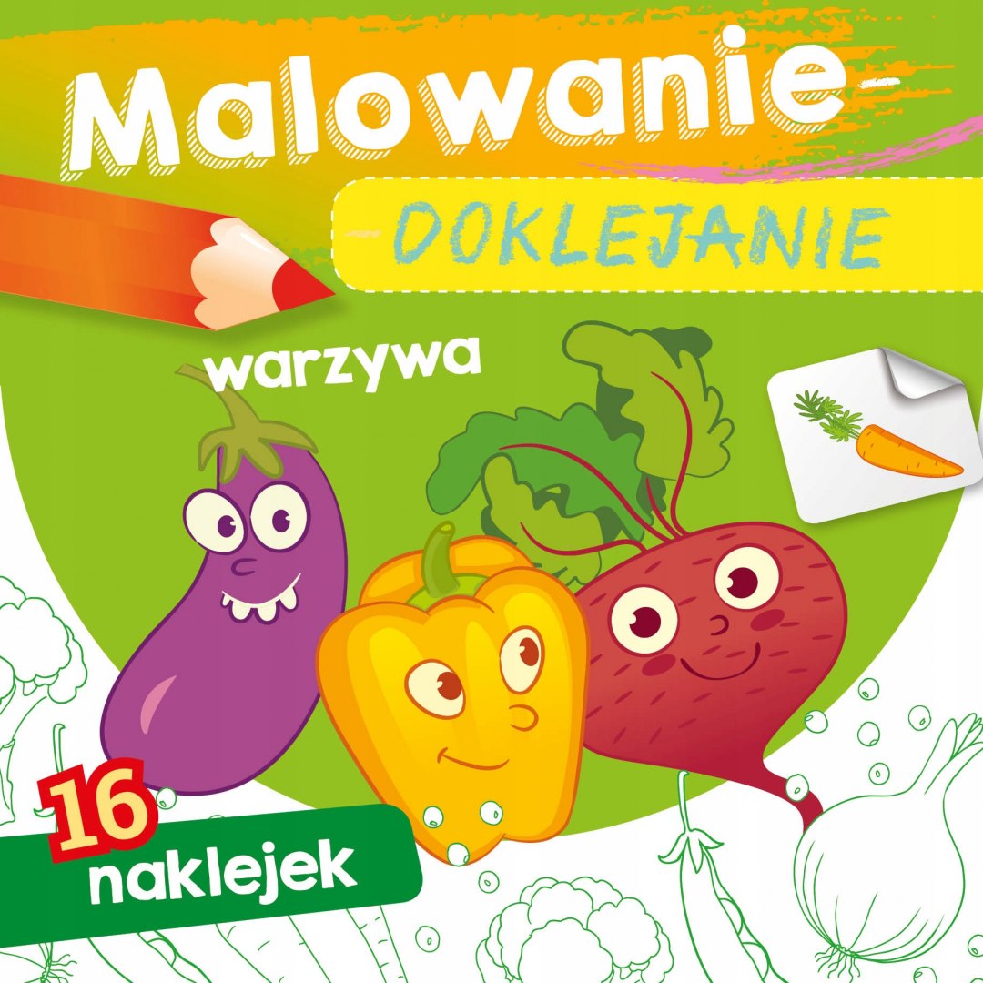 

Malowanie doklejanie Warzywa Kolorowanka Naklejki