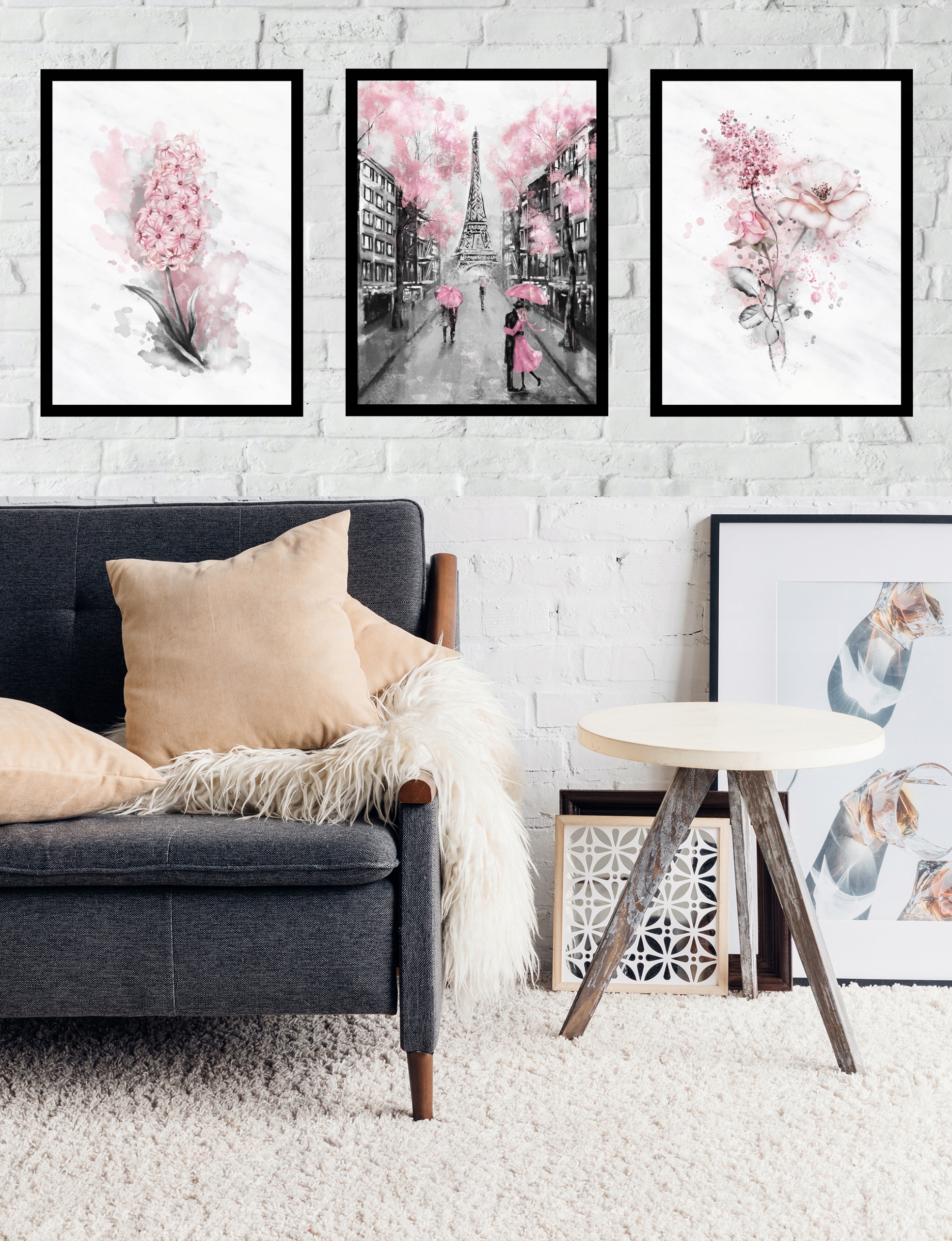 30x40 OBRAZY RAMIE PLAKATY RAMKA BOHO PARYŻ KWIATY Szerokość produktu 30 cm