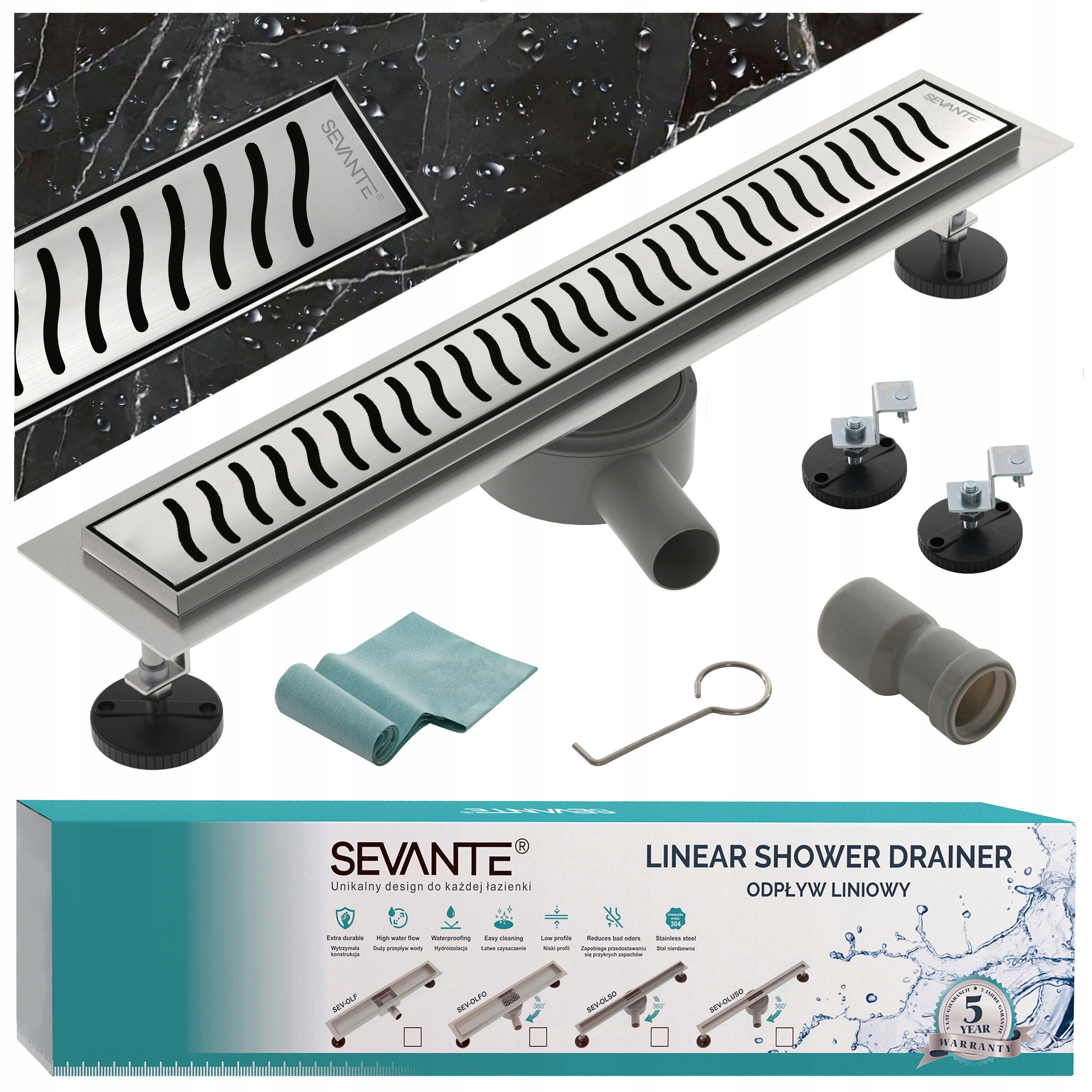 Odtokový systém s maskovačom 90 cm Flat inox nerezová oceľ, otočný sifón