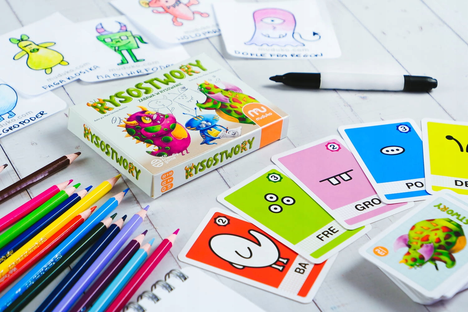 Zabawa w rysowanie RYSOSTWORY karty Muduko Nazwa Rysostwory