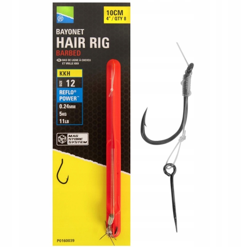 Przypony Preston Kkh 4' 10cm Nr 12 0.24mm Bayonet Mag Store Hair Rigs 8szt