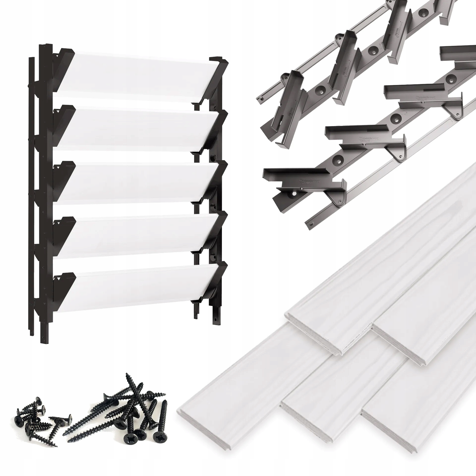 Pohyblivé dosky Biele 5 ks Shutters System Hdpe Terasové žalúzie Čierna