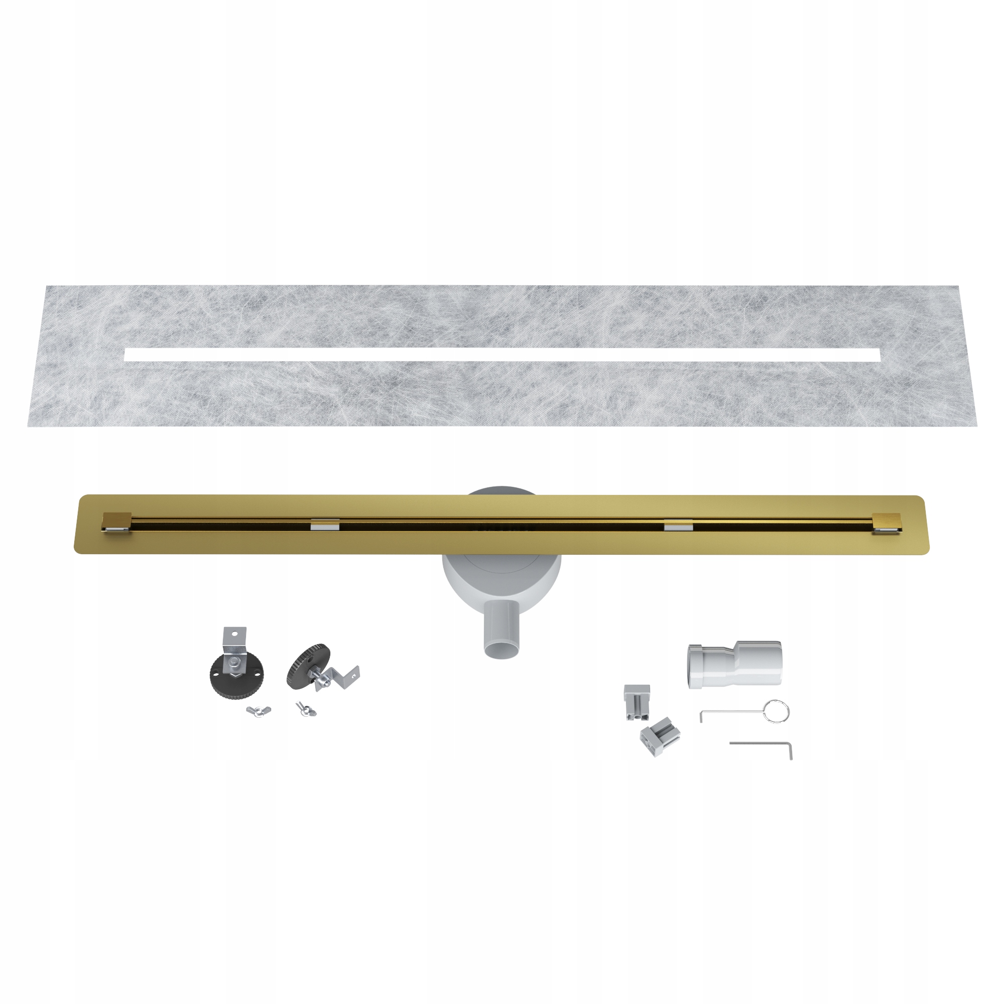 Lineárny Odtok Pod Dlažbu 90 cm Luno Oceľ Sifón Sprcha Sprchová Vanička Zlatá