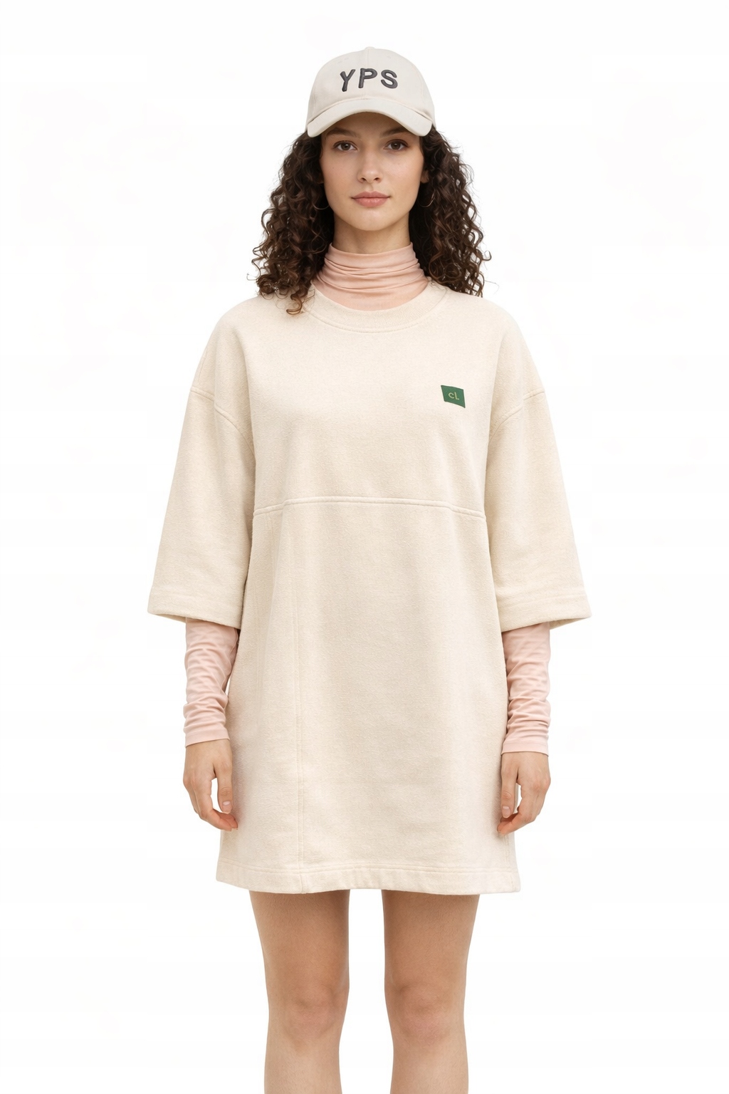 American Vintage Šaty Jednoduchá S Dlouhým Rukávem, Béžová, M/L, I1K