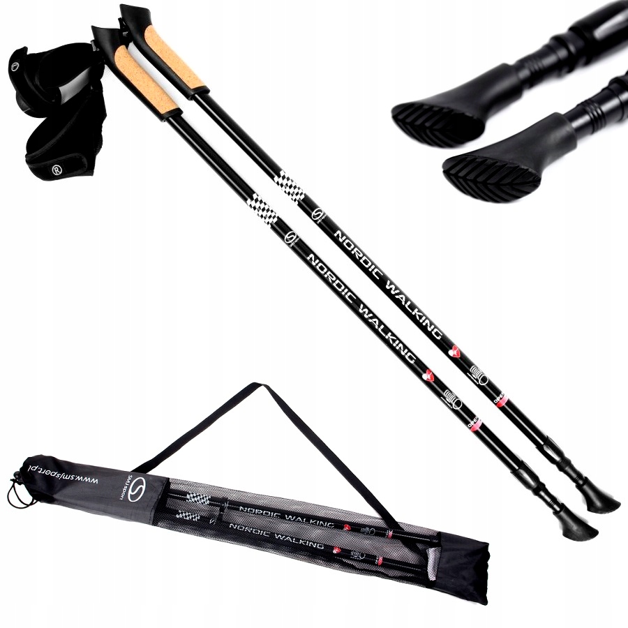 Kije Nordic Walking Kijki Trekingowe Męskie Czarne