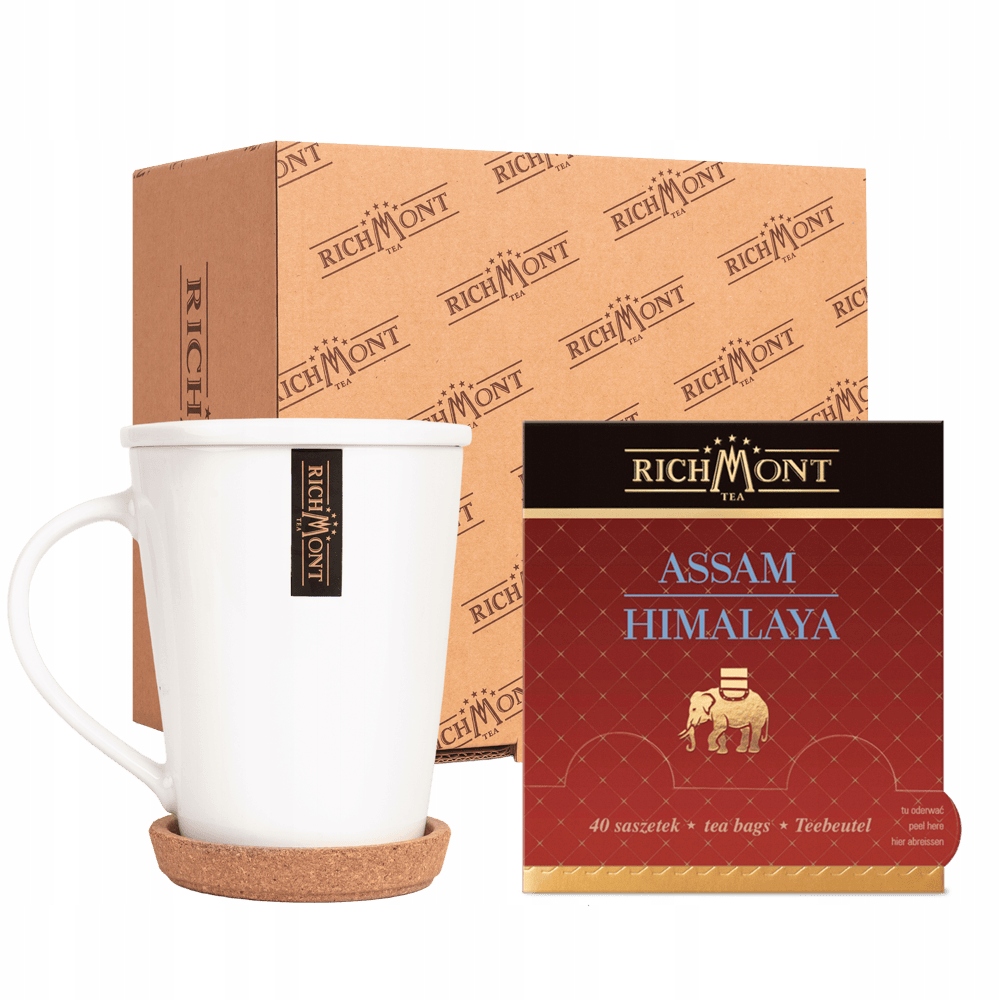 Herbata Richmont Assam Himalaya 40 saszetek porcelanowy zestaw do herbaty