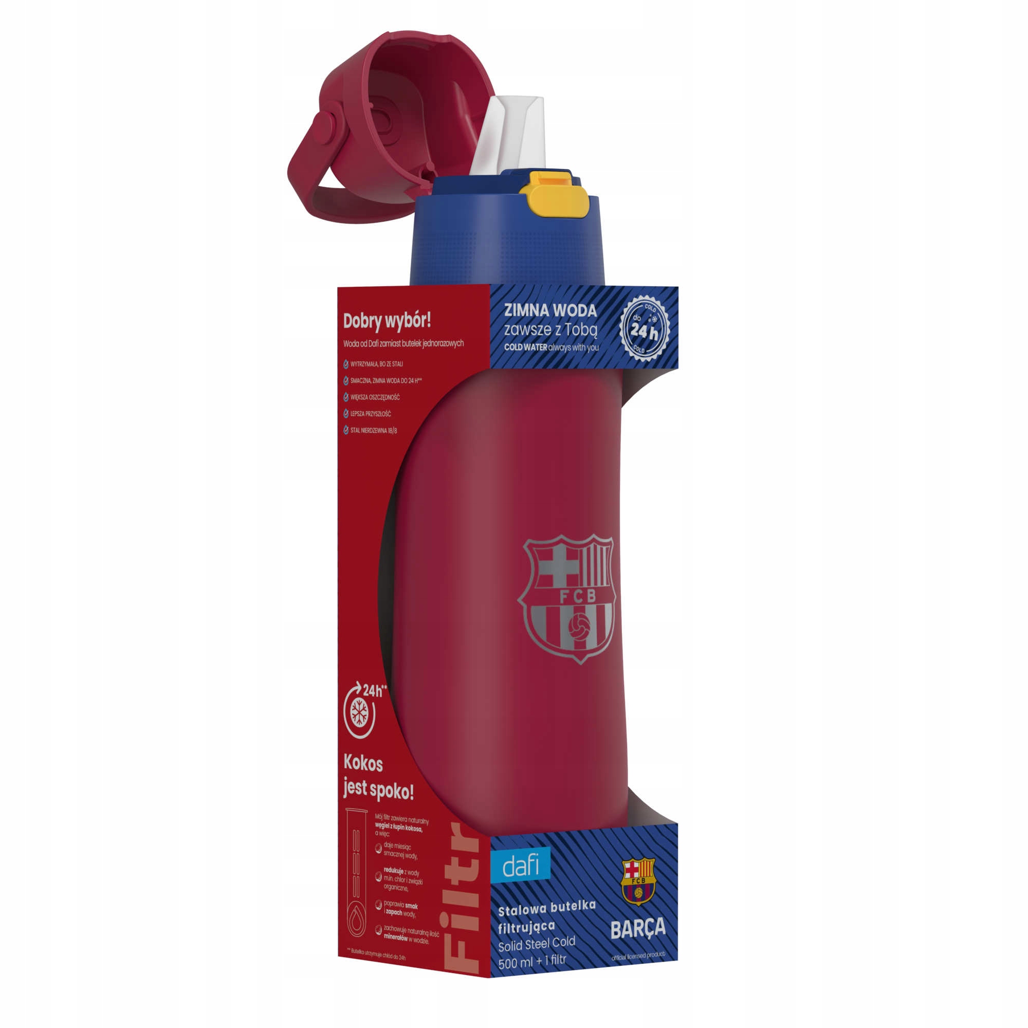 Termiczna butelka filtrująca Dafi Solid Steel Cold Fc Barcelona 0,5l