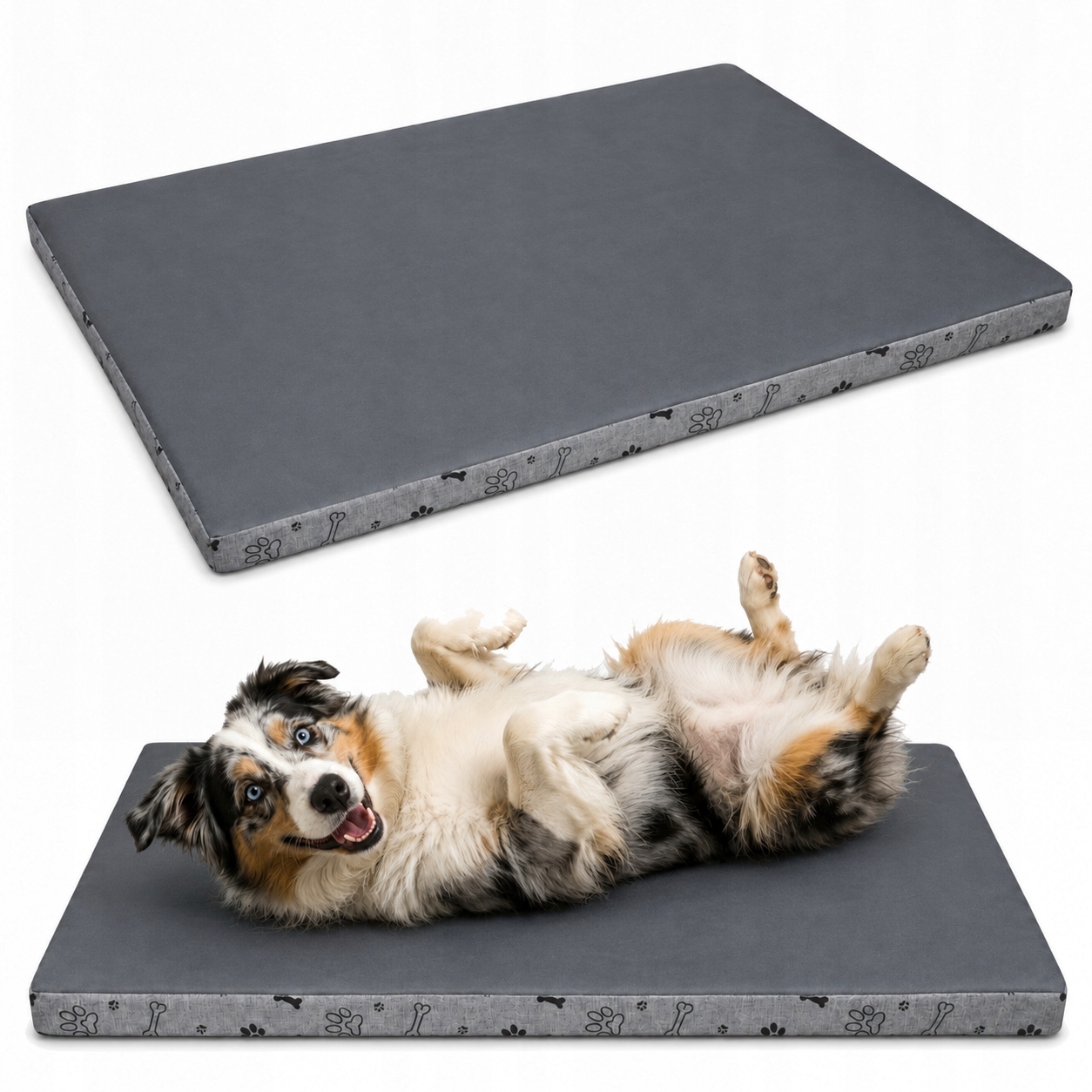 Velké Pelíšek Pro Psa Ortopedické Matrace 100x70 Grafit Voděodolné Pvc