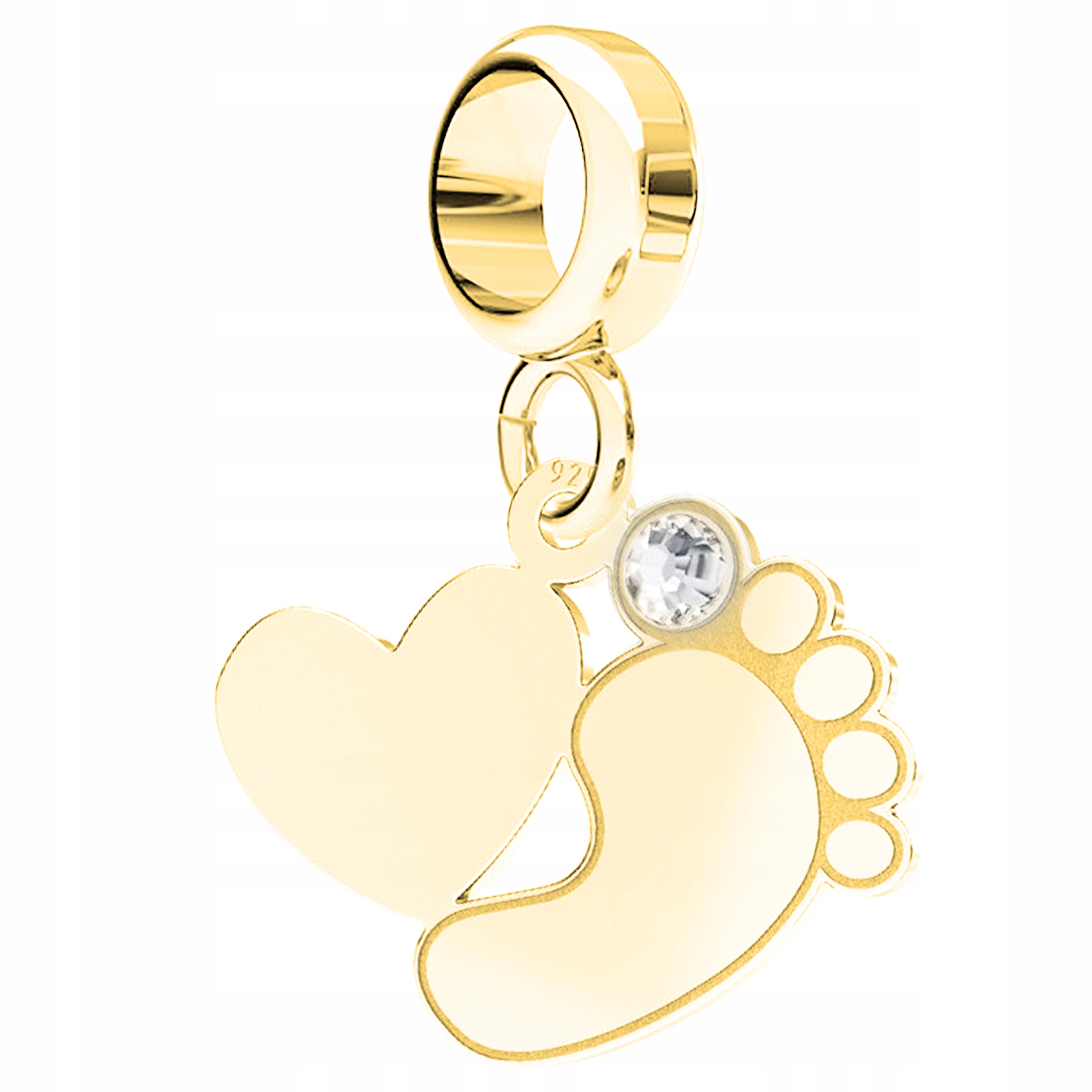 Charms Zlaté srdce s dětskou nohou Family Stříbro 925