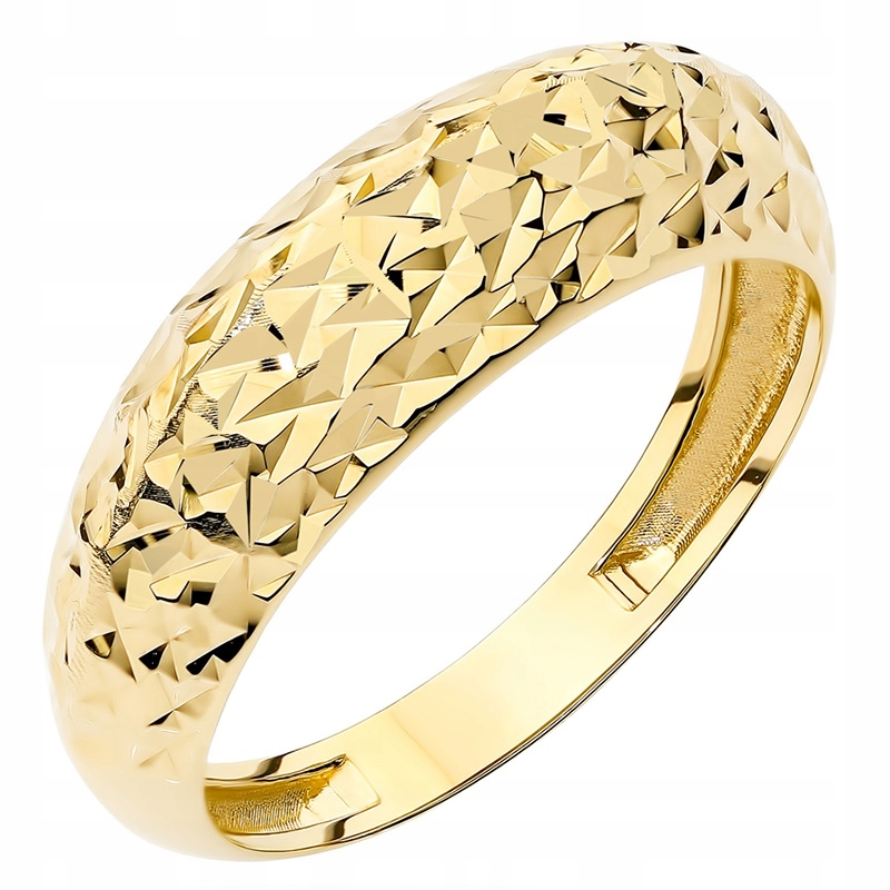 Złoty Pierścionek Diamentowany Obrączka pr. 585 14k Zdobiony r.17