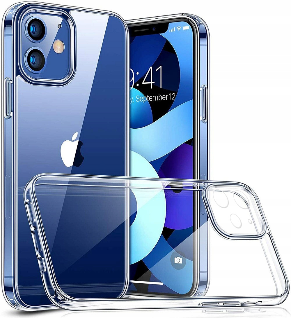 ETUI do IPHONE 12 MINI PRZEZROCZYSTE SLIM PLECKI CASE BEZBARWNE + SZKŁO 9H
