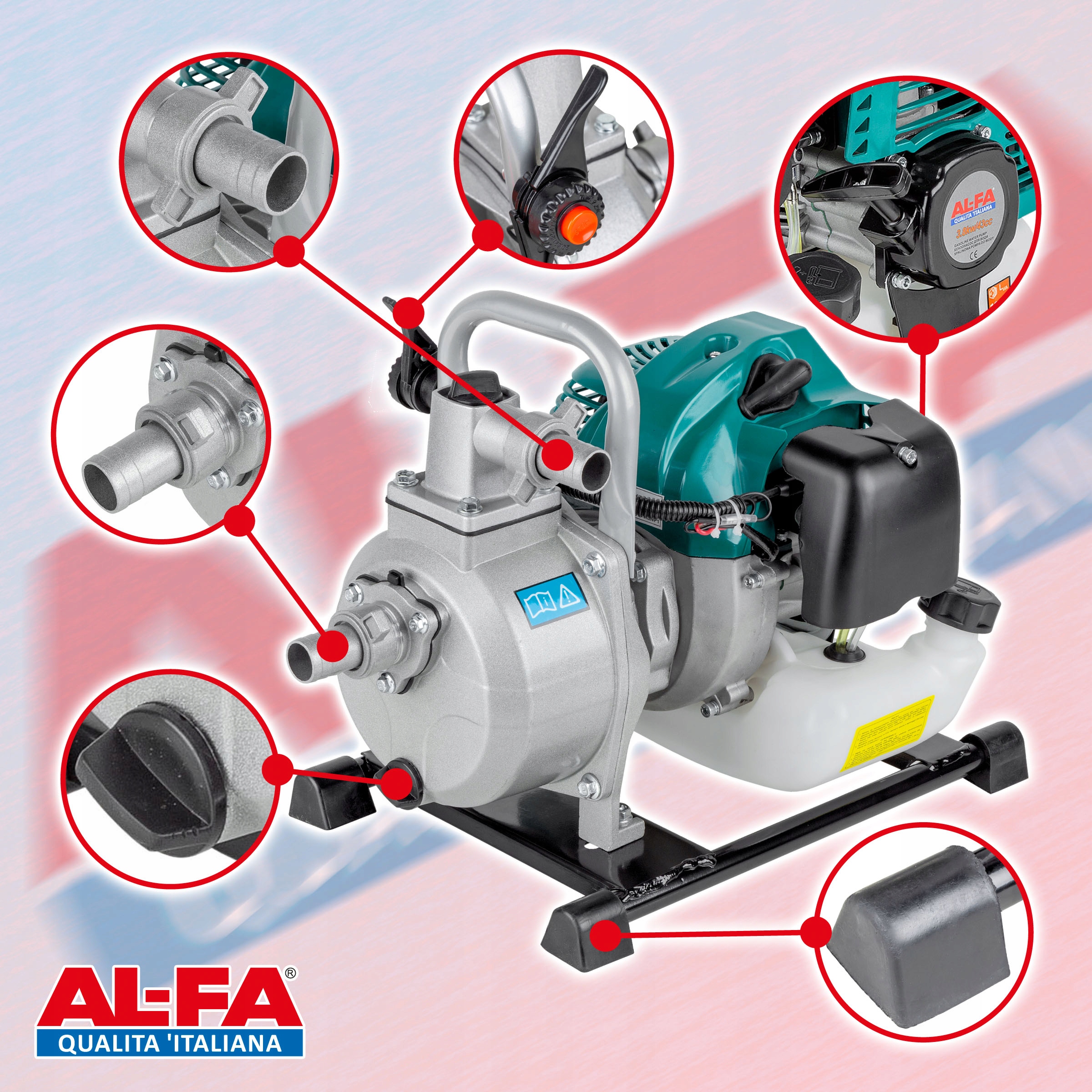 MOTOPOMPA POMPA SPALINOWA DO WODY 800L/MIN 1" Rodzaj pompy powierzchniowa