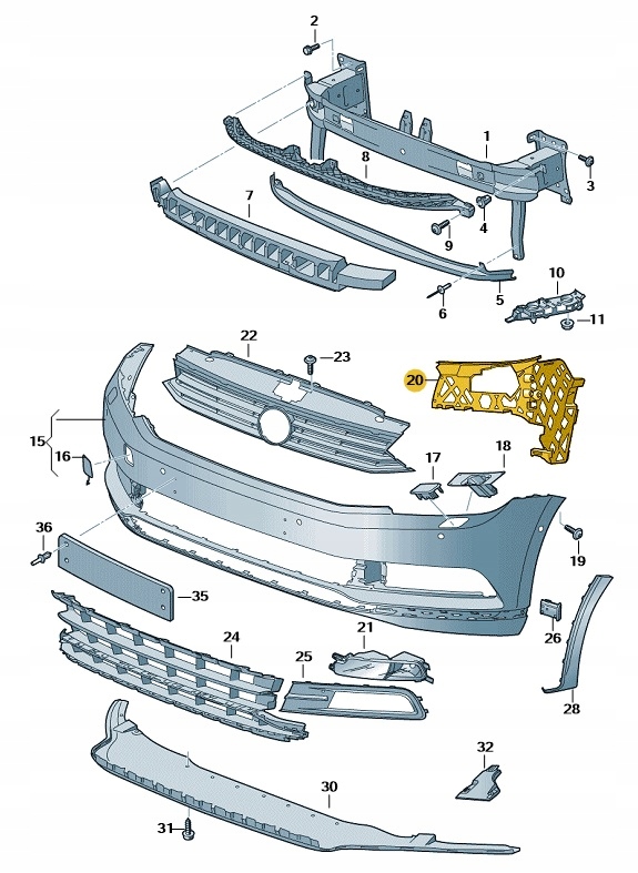 ŚLIZG PRZEDNIEGO ZDERZAKA LEWY VW PASSAT B8 OE