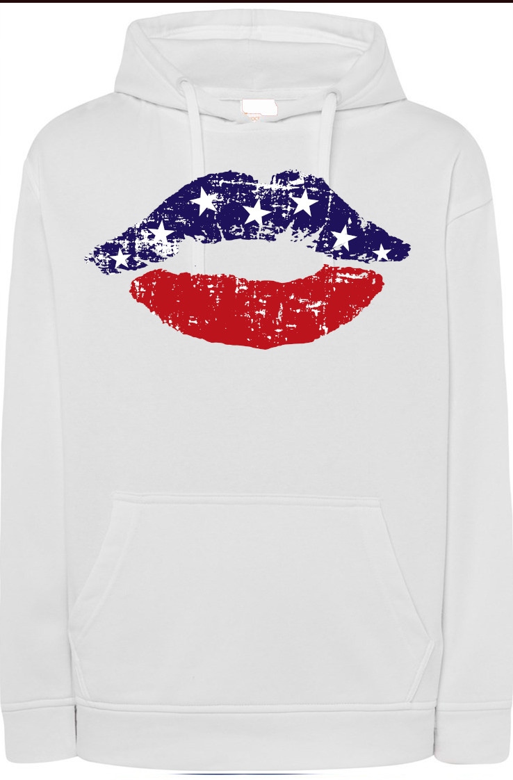 Usa Ústa Mikina Potisk Vlajka Kapuce Módní vel. M