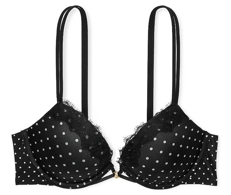Push-up podprsenka s krajkou Victoria's Secret černá s puntíky 75C (34C)