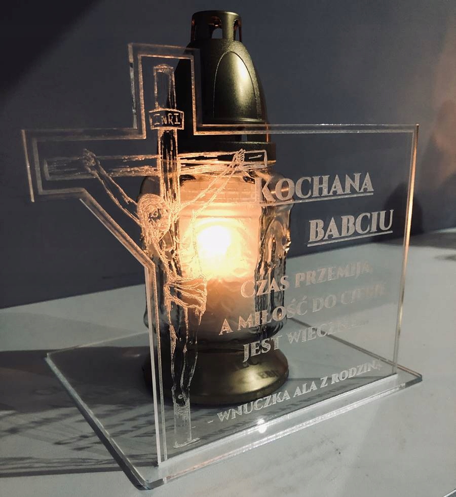 PODSTAWKA PLEXI POD ZNICZ ŚWIECZKĘ NA GRÓB WSZYSTKICH ŚWIĘTYCH