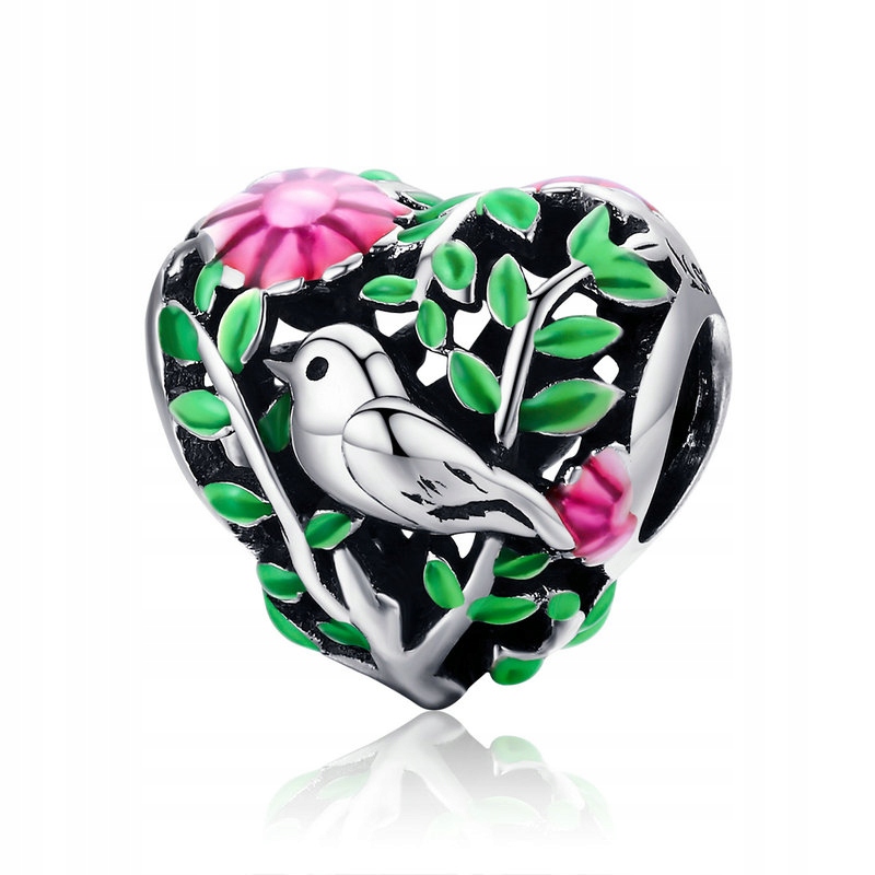 

Zawieszka Charms Serce Zielone Charms Ptak S925
