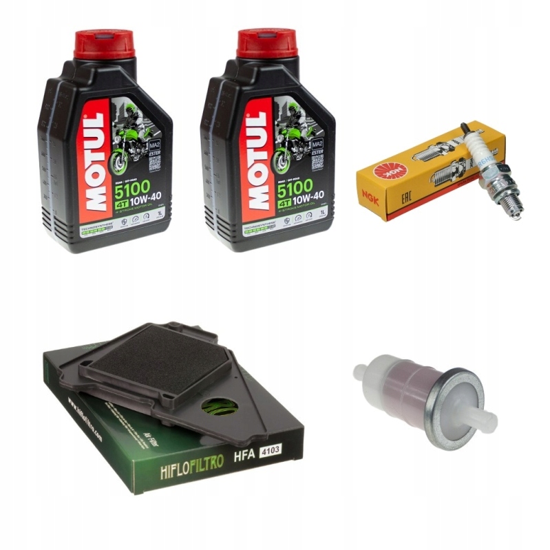 Servisný set na sezónu Yamaha Ybr 125 olej Motul filtre sviečka Ngk
