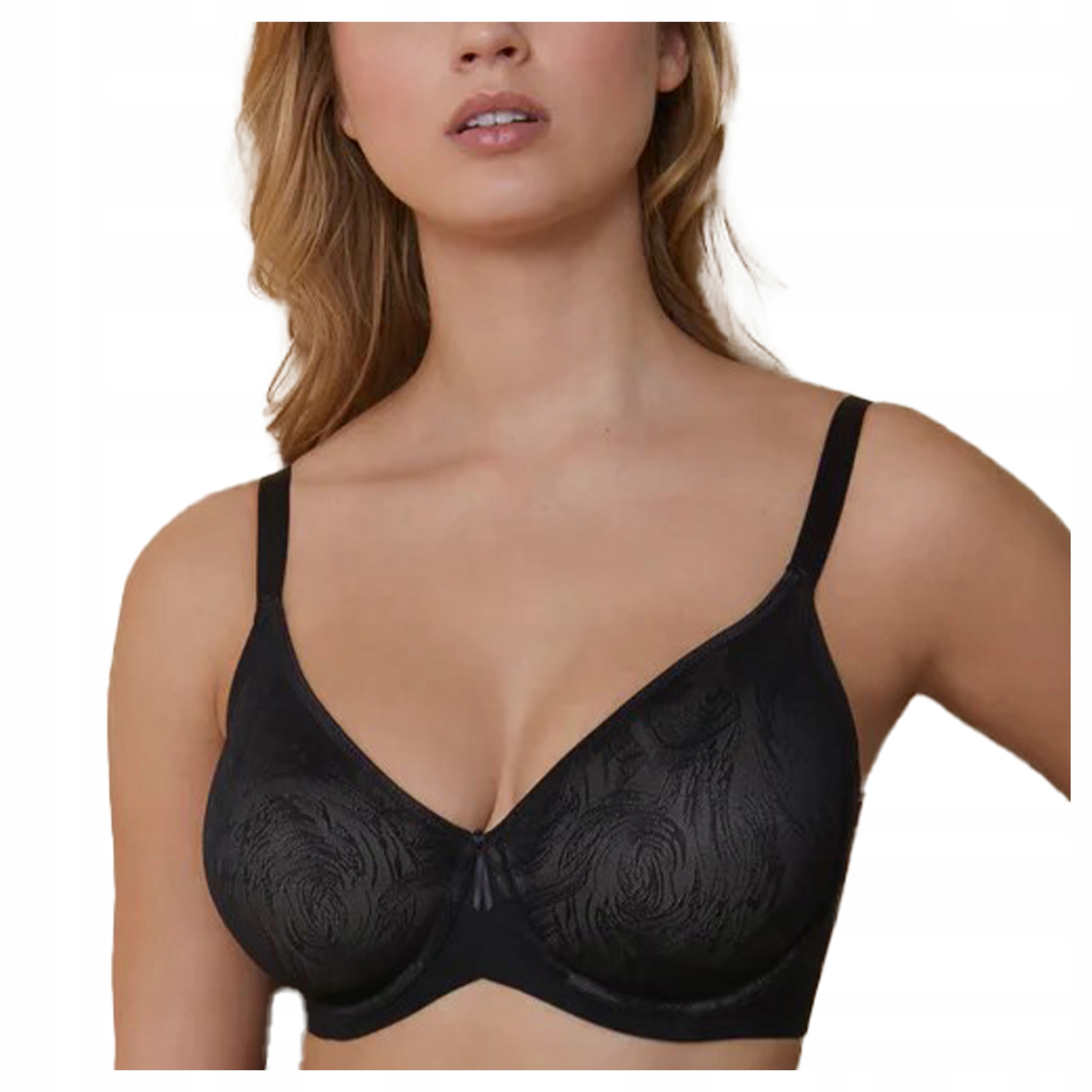 Modelujący Miękki Biustonosz z Fiszbinami Szerokie Boki Frida Czarny 80C