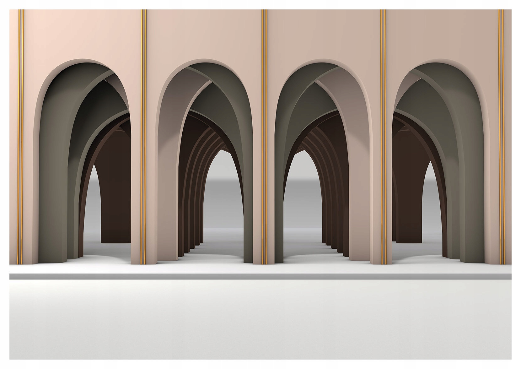 Fototapeta Béžové oblouky Zlaté linie Elegance do obývacího pokoje 254x184 lepidlo