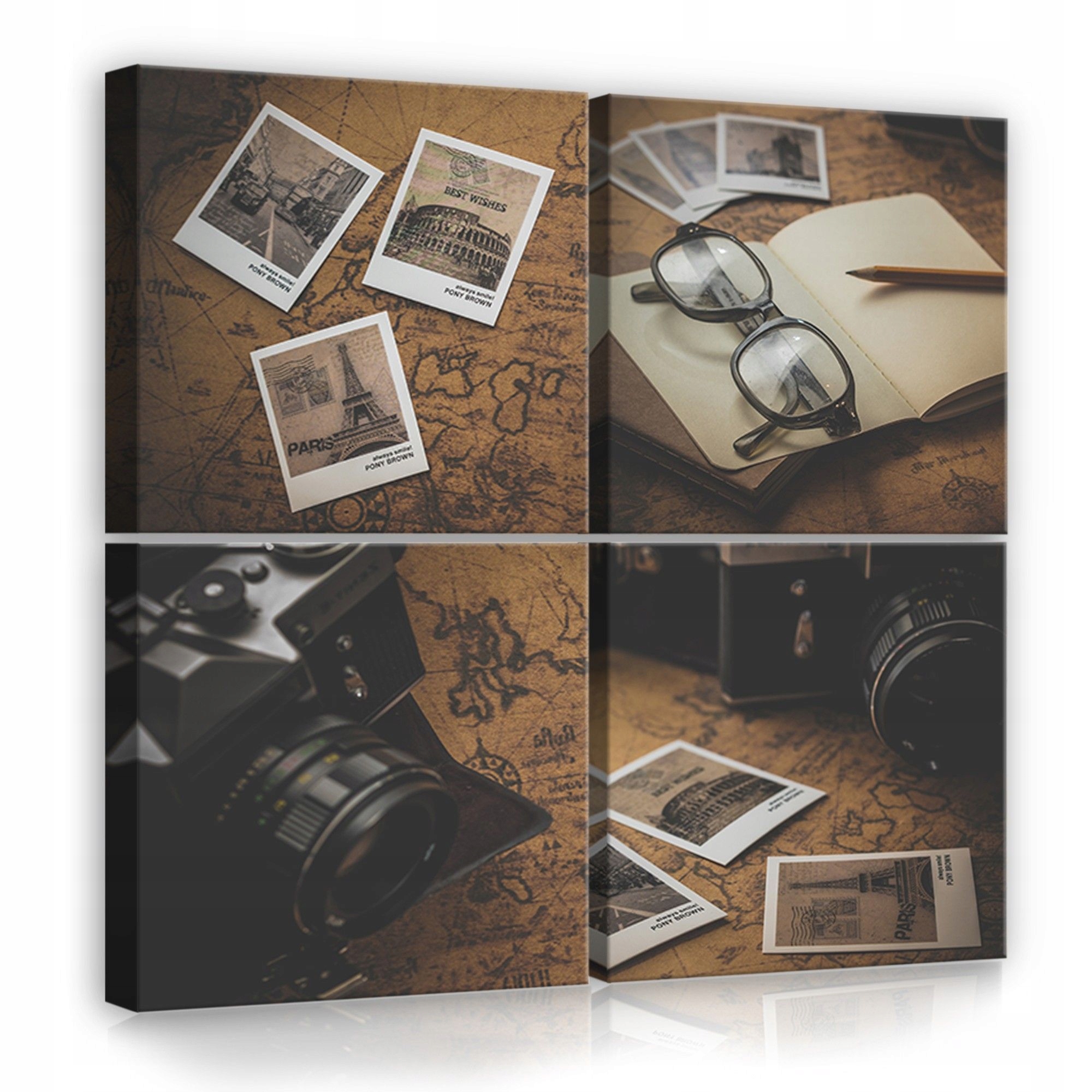 Obraz 50x50 Cestování vzpomínky vintage retro dobrodružství mapa fotografie