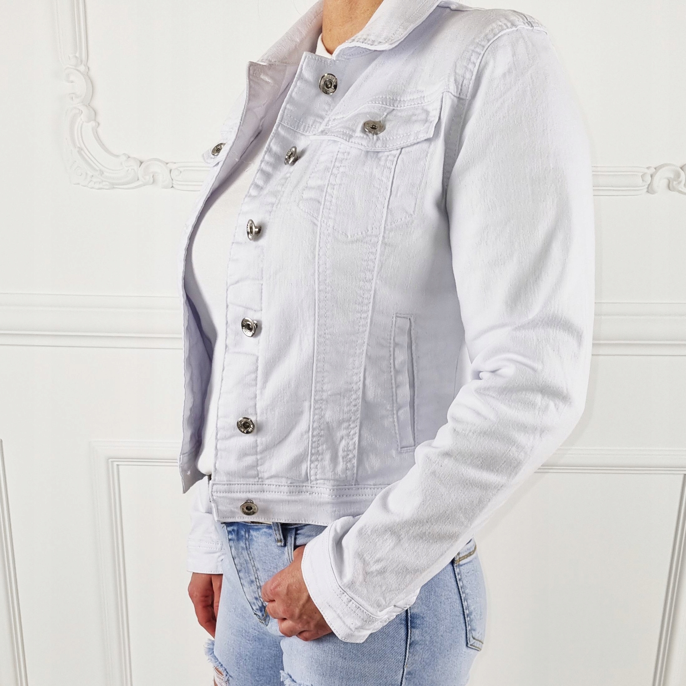 BIAŁA KURTKA JEANSOWA DAMSKA KATANA WYGODNA Biała Rozmiar XXL