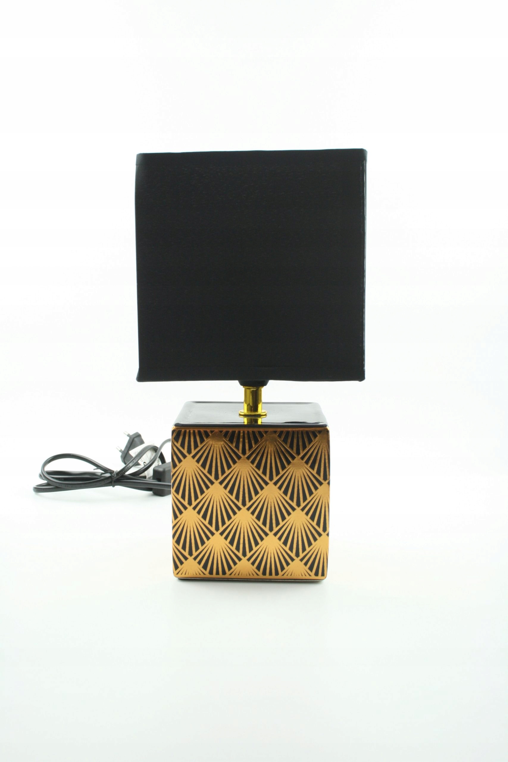 LAMPA LAMPKA NOCNA STOŁOWA CZARNO ZŁOTA KWADRATOWA
