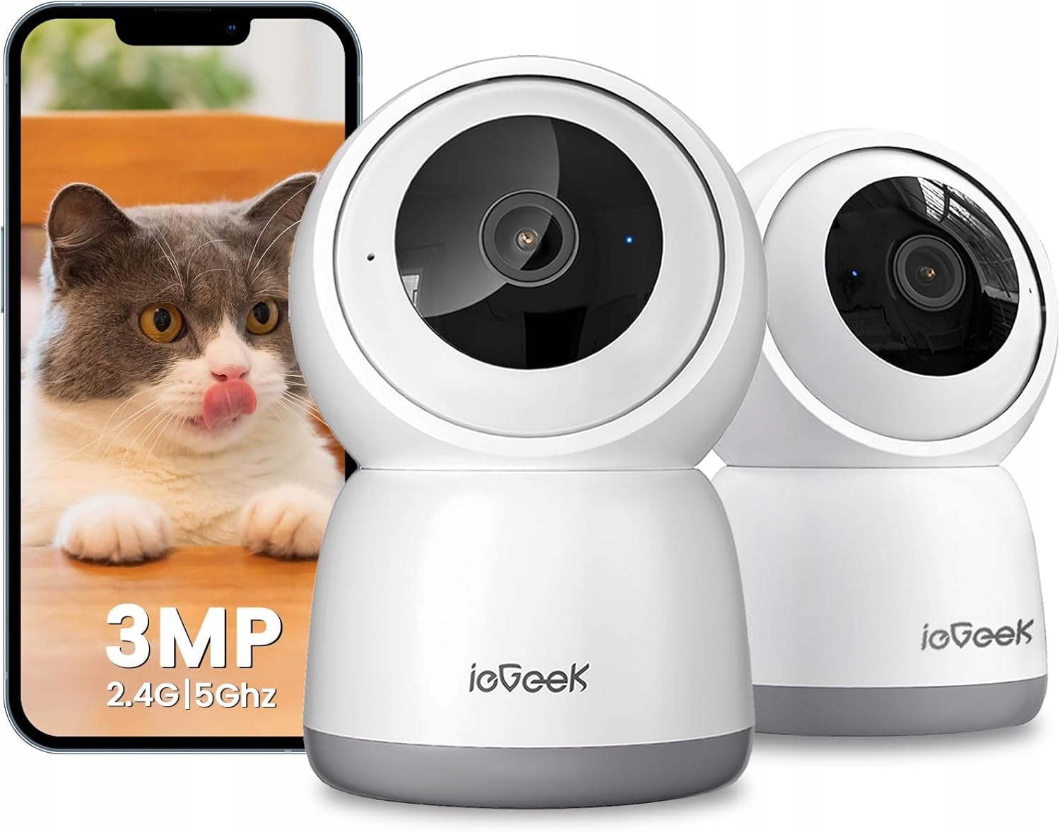 Bezpečnostní Kamera Iegeek SC1 Monitoring 360° Wifi Noční Vidění 3MP 2PACK