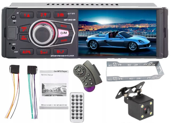 

Radio Samochodowe 1DIN 4,1''USB Bluetooth Kamerka