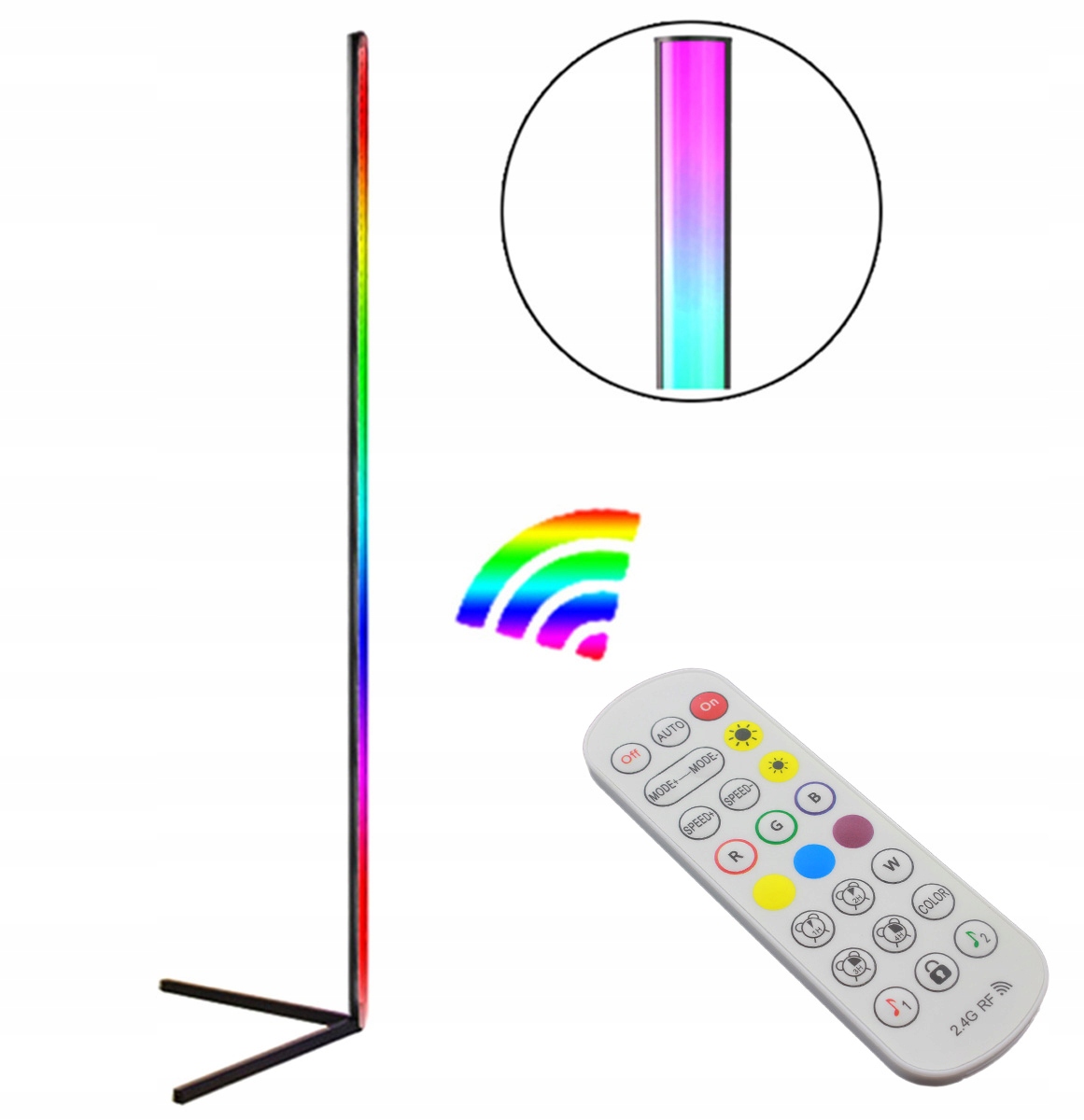 ВЕЛИКИЙ КУТОВИЙ ТОРШЕР LED RGB Пульт дистанційного керування Вітальня Спальня Діаметр/ширина абажура 1,8 см