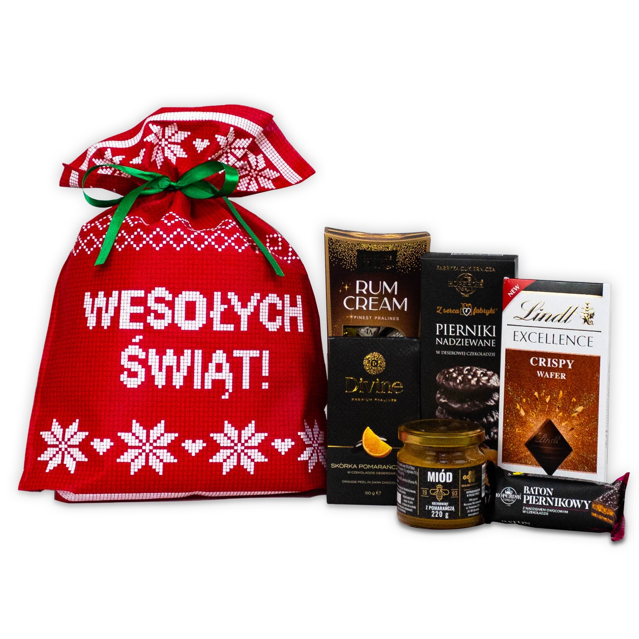 Sada Dárkových Tašek k Vánocům čokoláda Lindt, med, pralinky , perníky