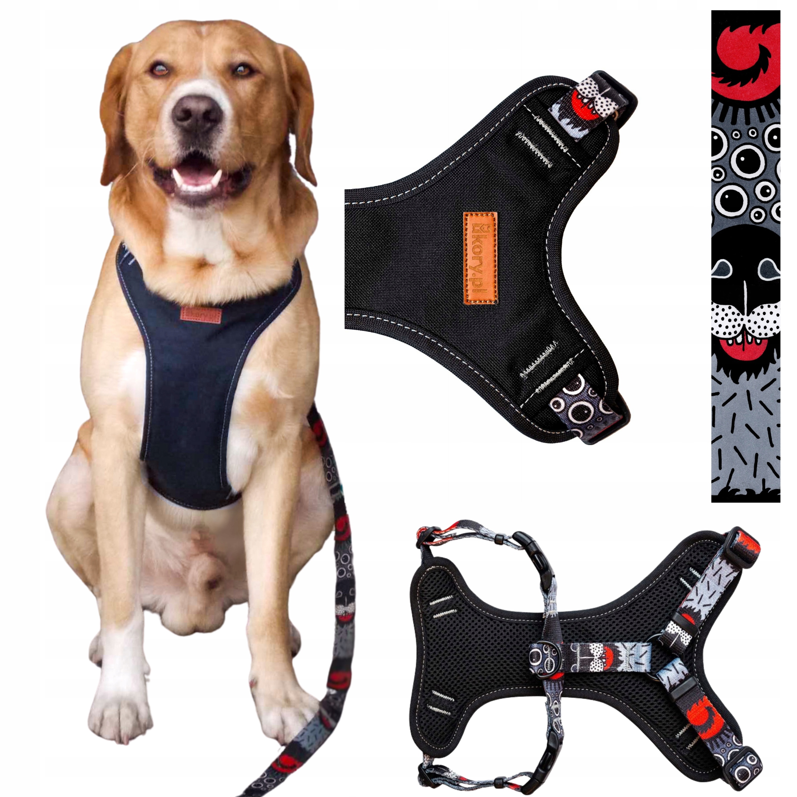 Levně Šle Guard beztlakové pro velkého psa 46-64 cm L 30 mm Ukory Černý vzor