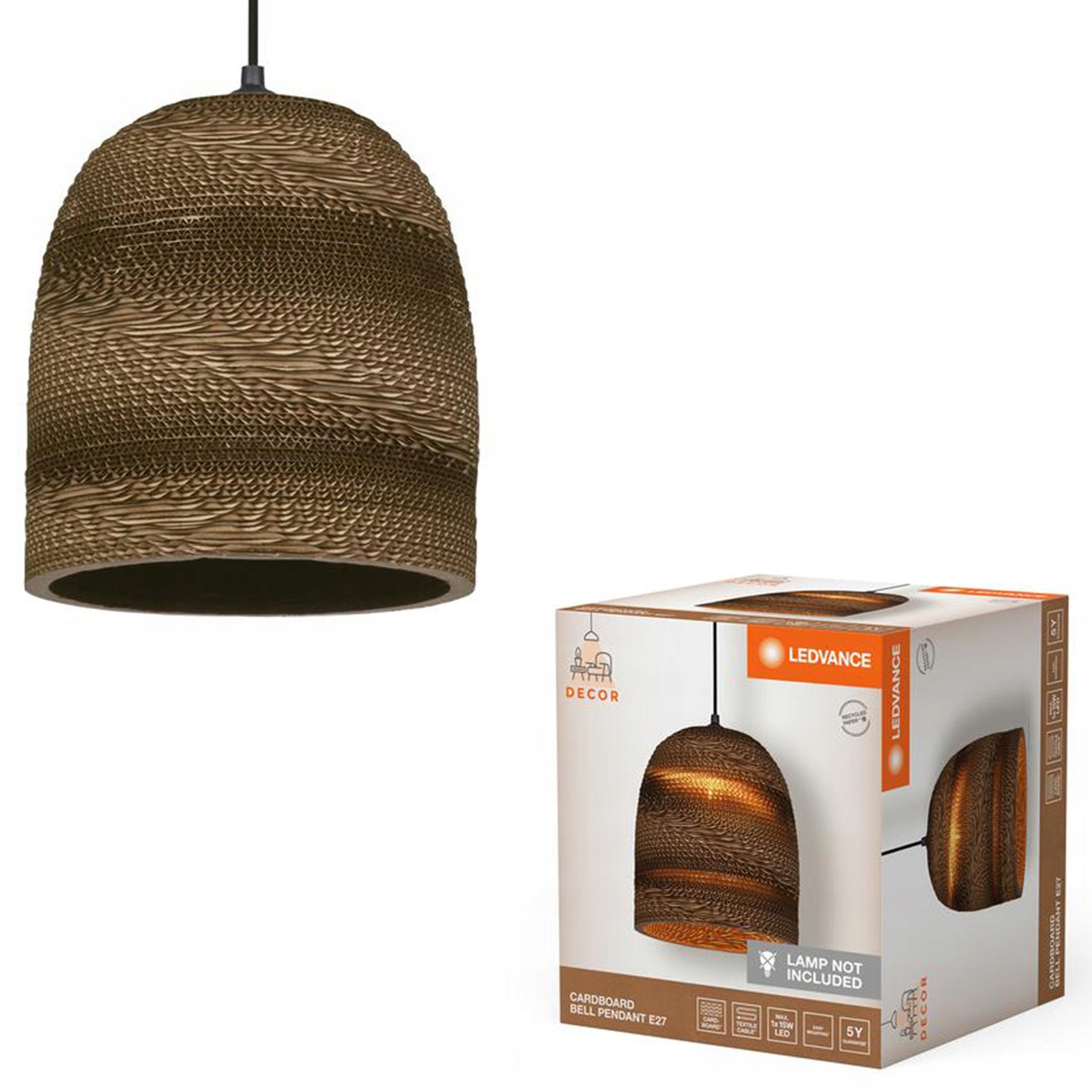 Závěsné Stropní Svítidlo Dekorativní E27 Převis Hnědá Karton Decor Ledvance