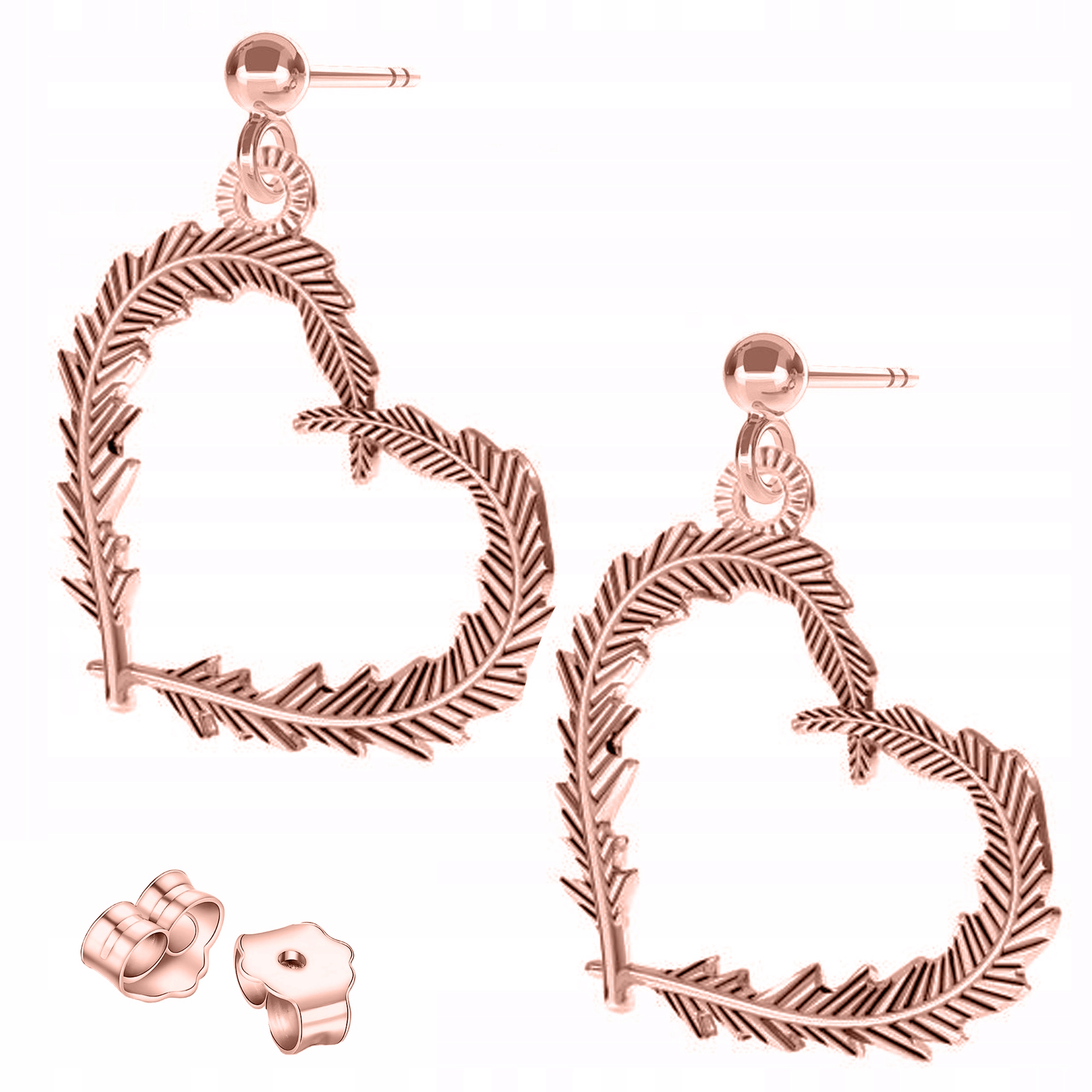 Náušnice Pozlacená srdce Srdíčka Větvičky Listy Ozdobné srdce Stříbro 925