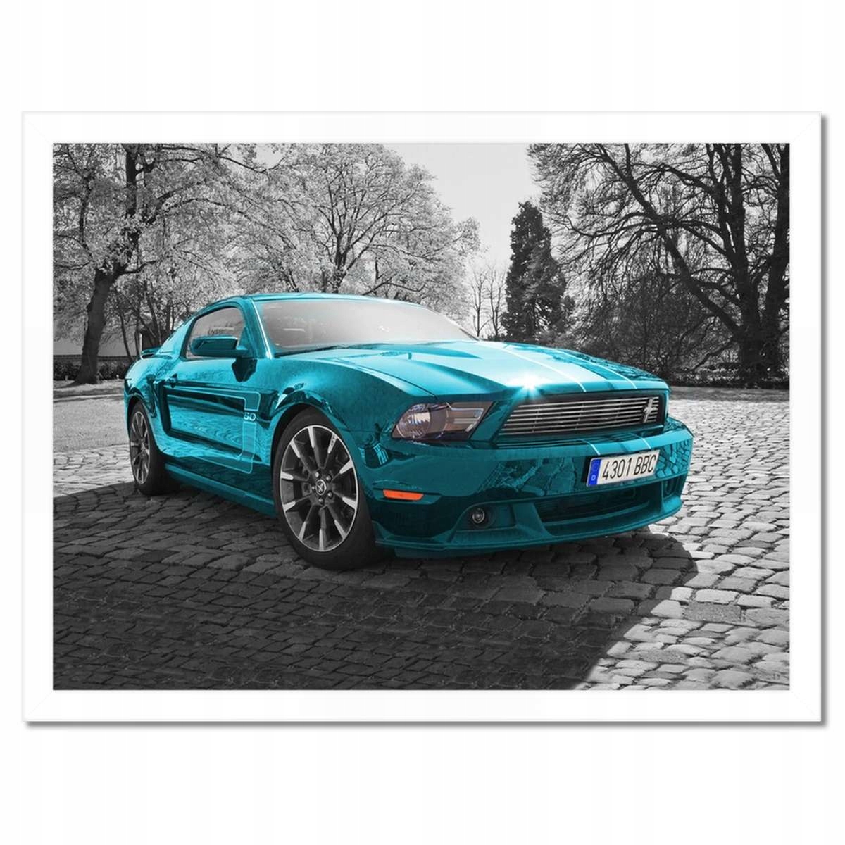 Plakáty v rámu 40x30 Tyrkysový Ford Mustang