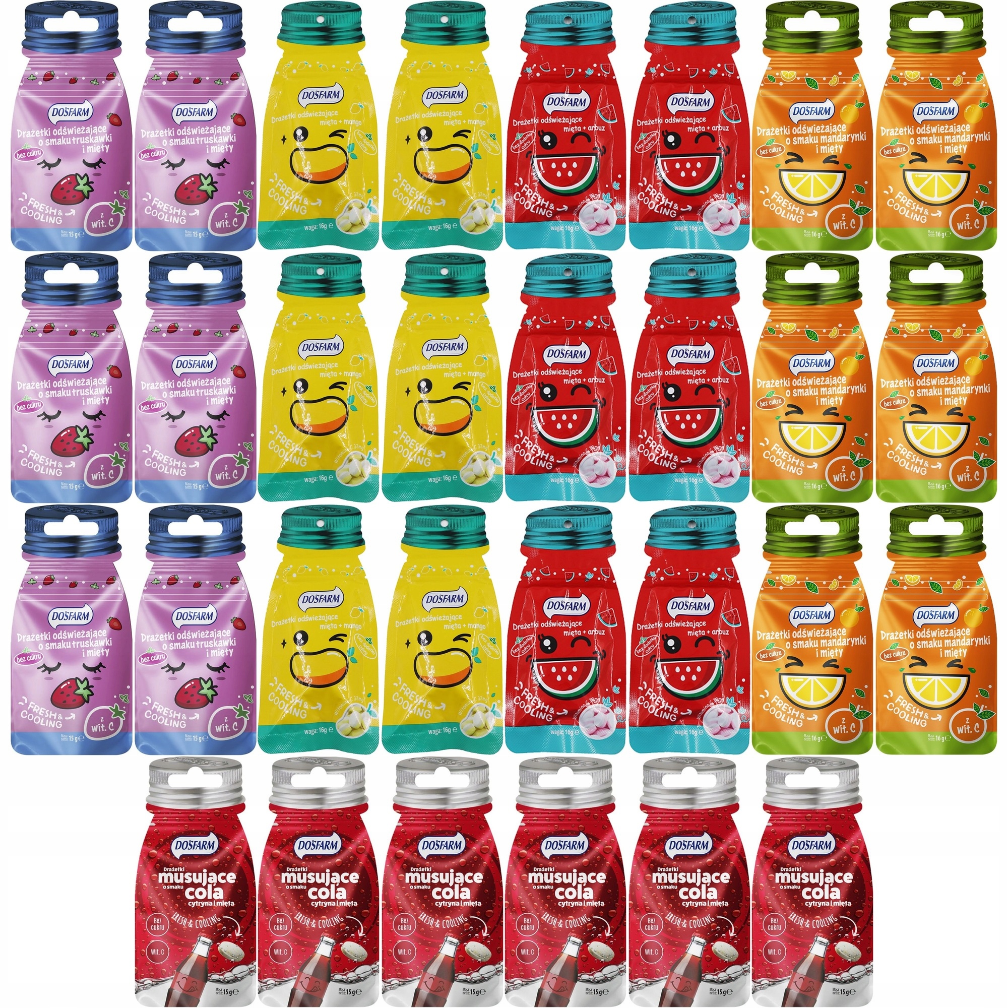 Zestaw drażetek Dosfarm bez cukru MIX smaków 30 szt.