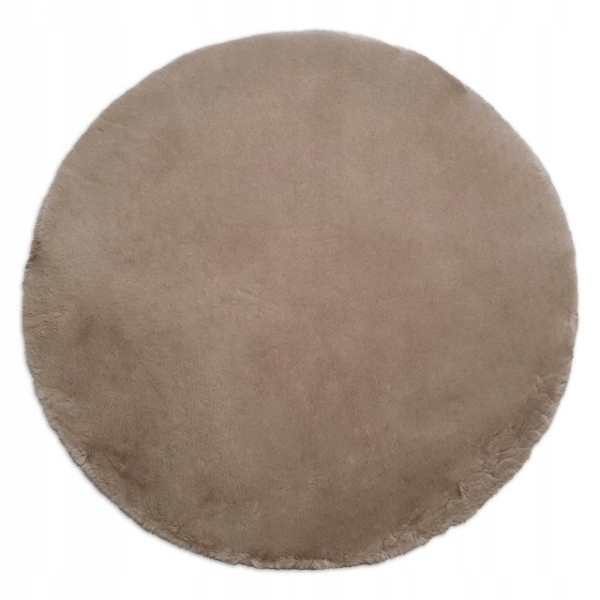 Plyšový hnedý okrúhly rabbitový koberec, králičia kožušina, kruh 160 cm