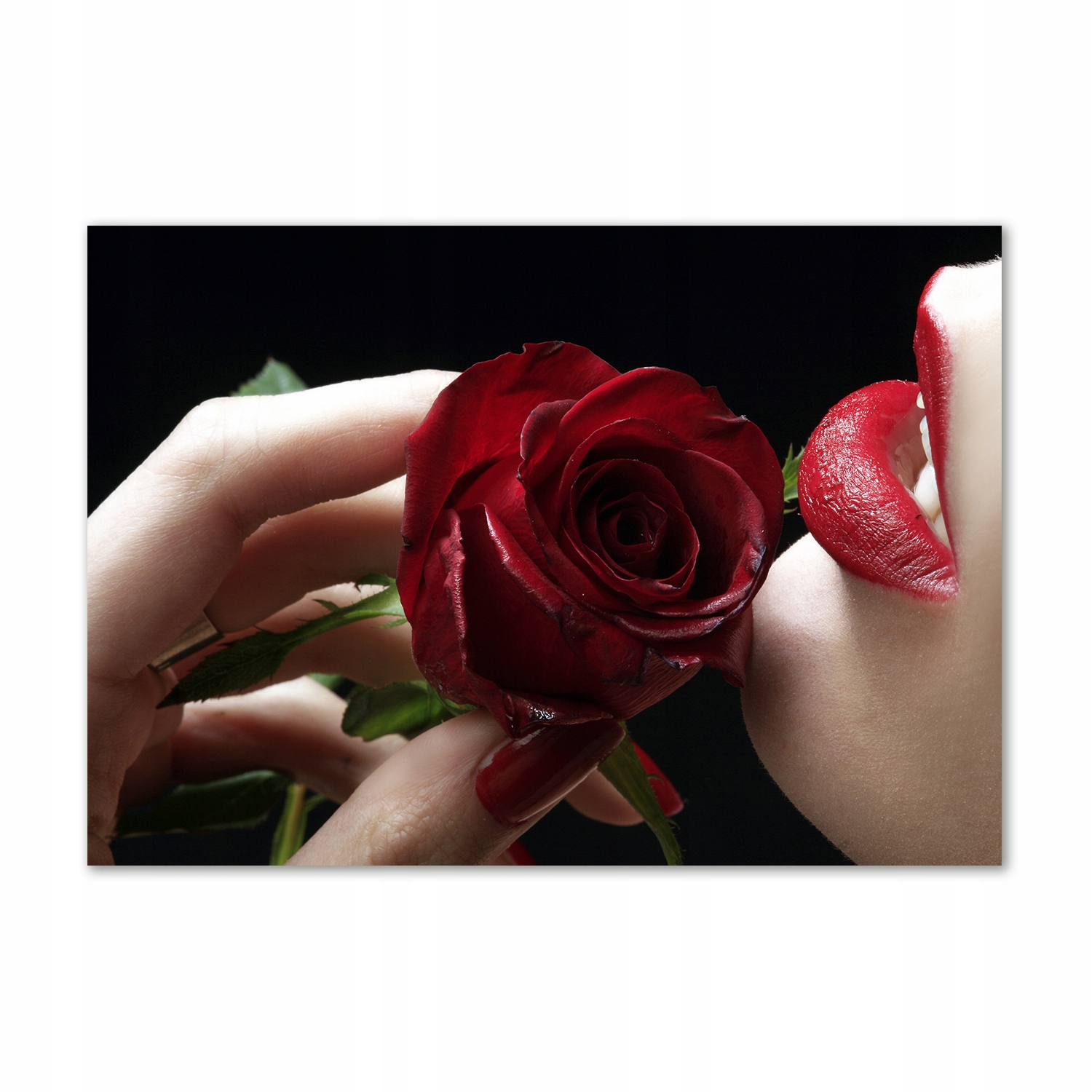 

Foto-obraz szkło hartowane Kobieta z różą 100x70